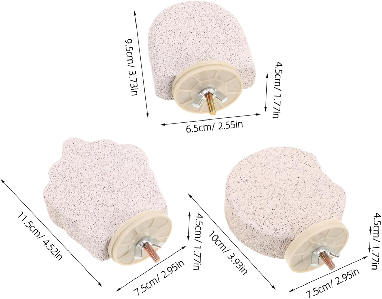 Sosoport 3Pcs Bird Beak Grinding Stone Natural Pumice Bird Parrot Cage Perch Stand Platform Foot Claws Trimmer Toys for Budgies Parakeets Cockatiels Conures image number 2
