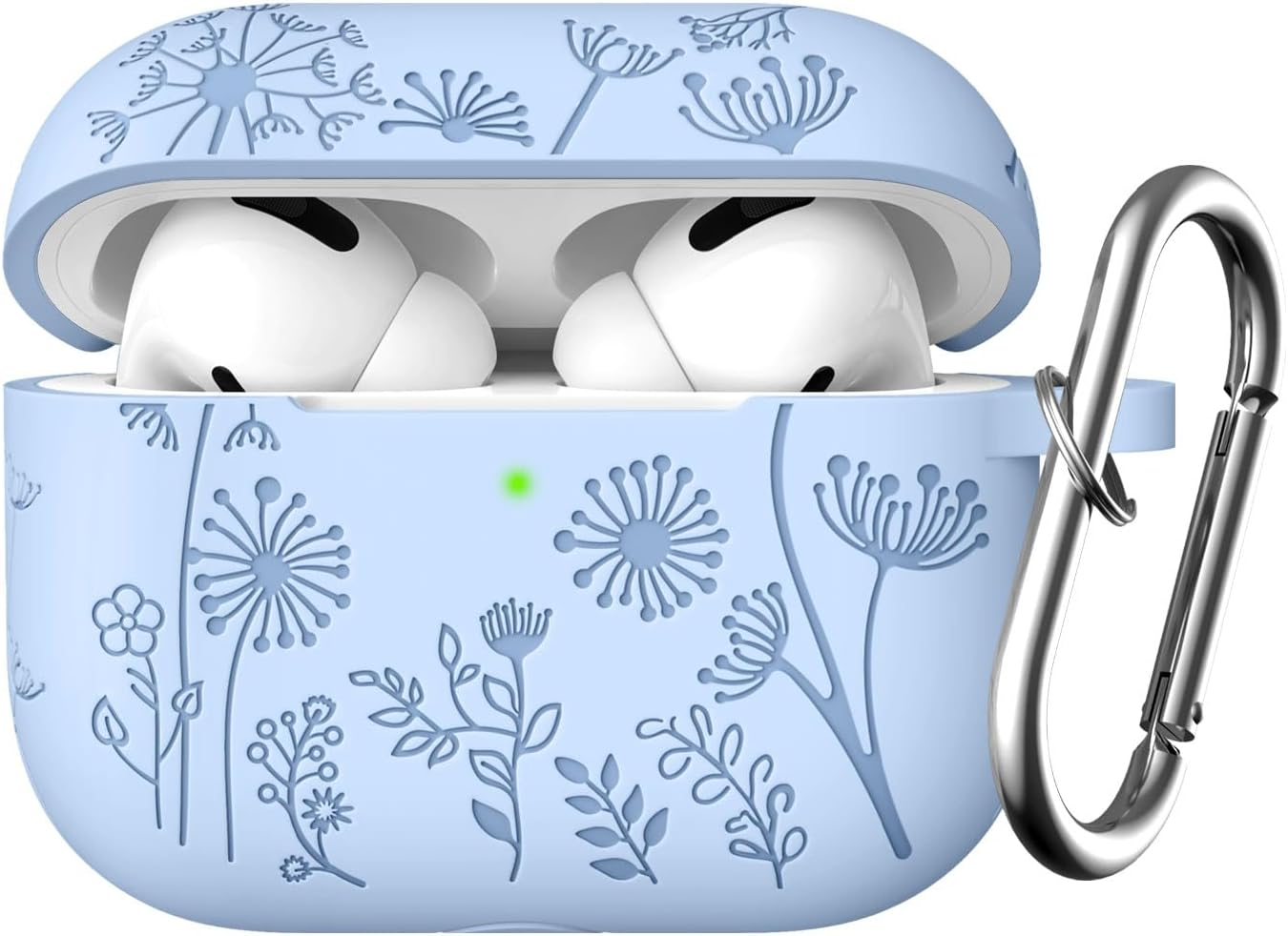 Flower Engraved Case Compatible with Airpods Pro 2 Case Cover & Airpod Pro Case Cover, Cute Soft Silicone Full Protection, for Apple Airpods Pro 2Nd 1St Generation Case Front LED Visible, Pink