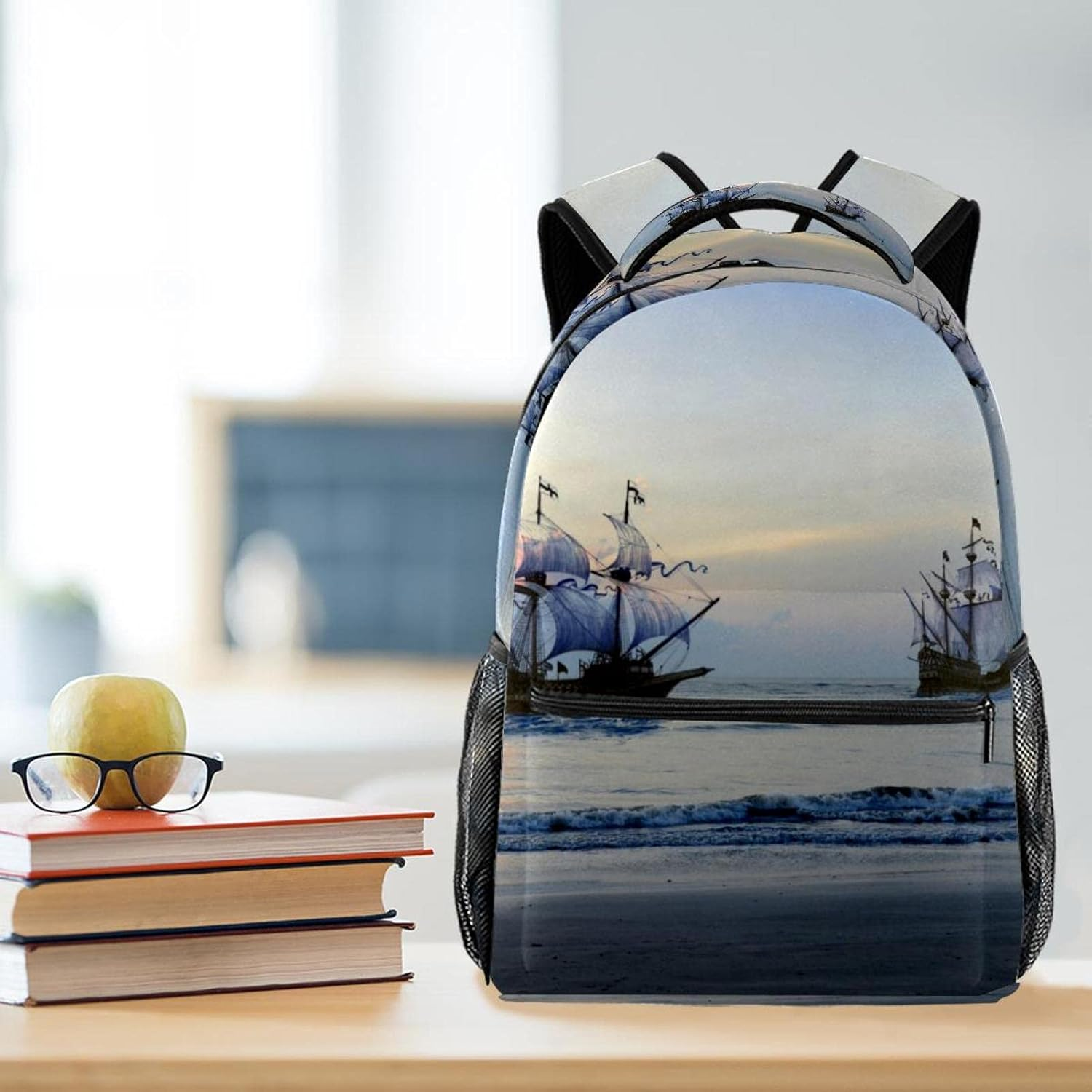 Pirate Ship Backpack Students Shoulder Bags Travel Bag College School Tote Backpacks image number 4