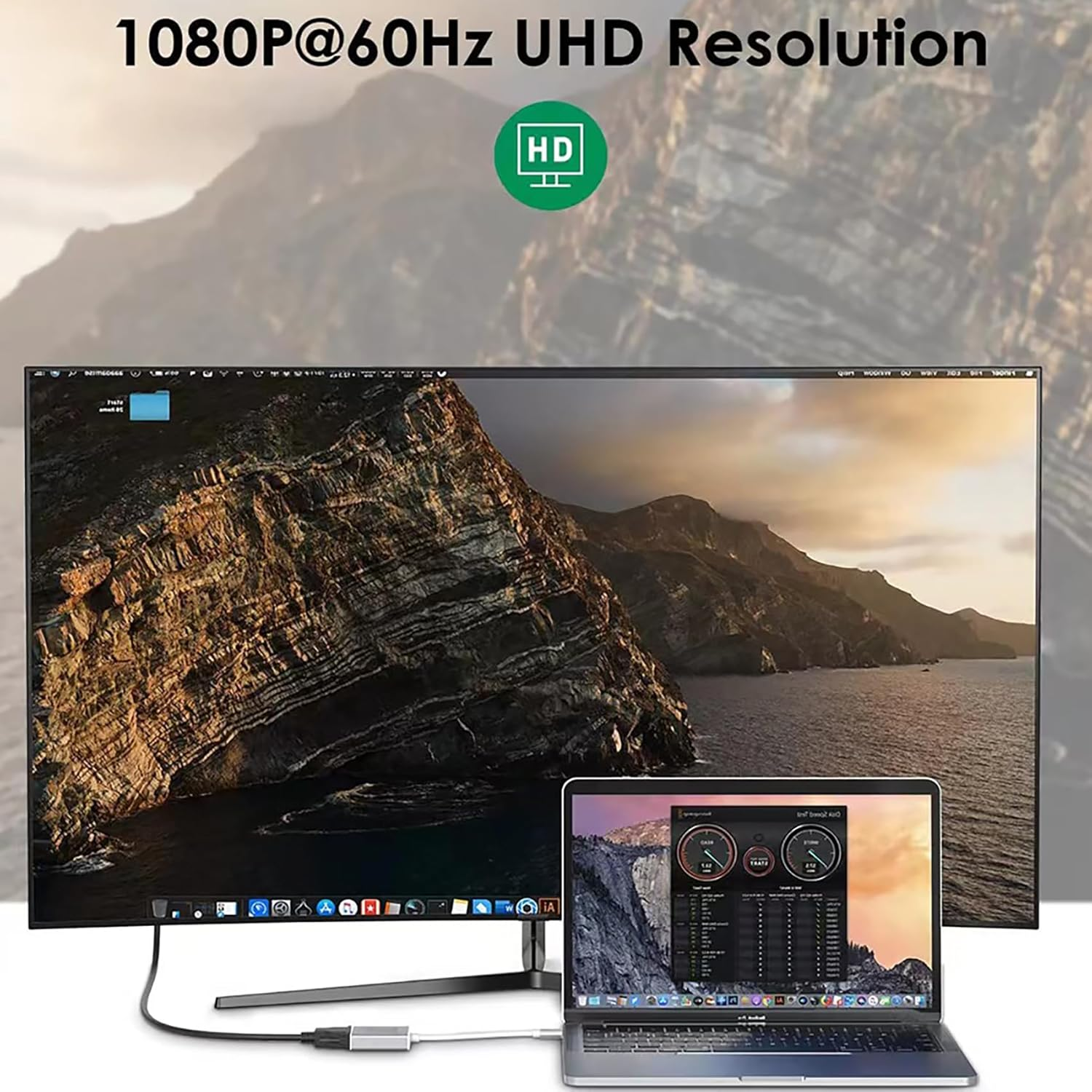 Tunghey USB C to VGA Cable, USB Type-C to VGA Adapter Cable, 1080P USB C Male to VGA Male Adapter Converter Cable with Gold Plated Port for Monitor Desktop, Projector, Monitor Television (1.8M)