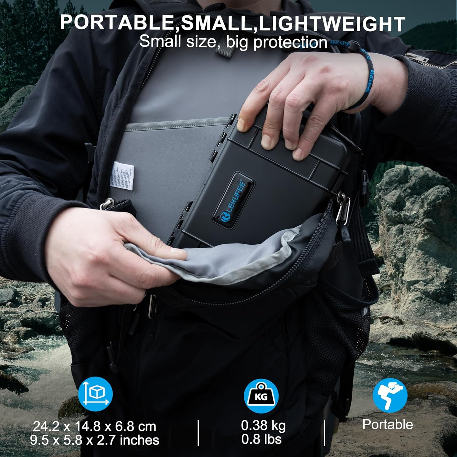 Lekufee Travel Waterproof Hard Case for DJI Osmo Mobile 8, Osmo Mobile 7P / 7 Gimbal Stabilizer and Accessories(Case & Bag Only) image number 2