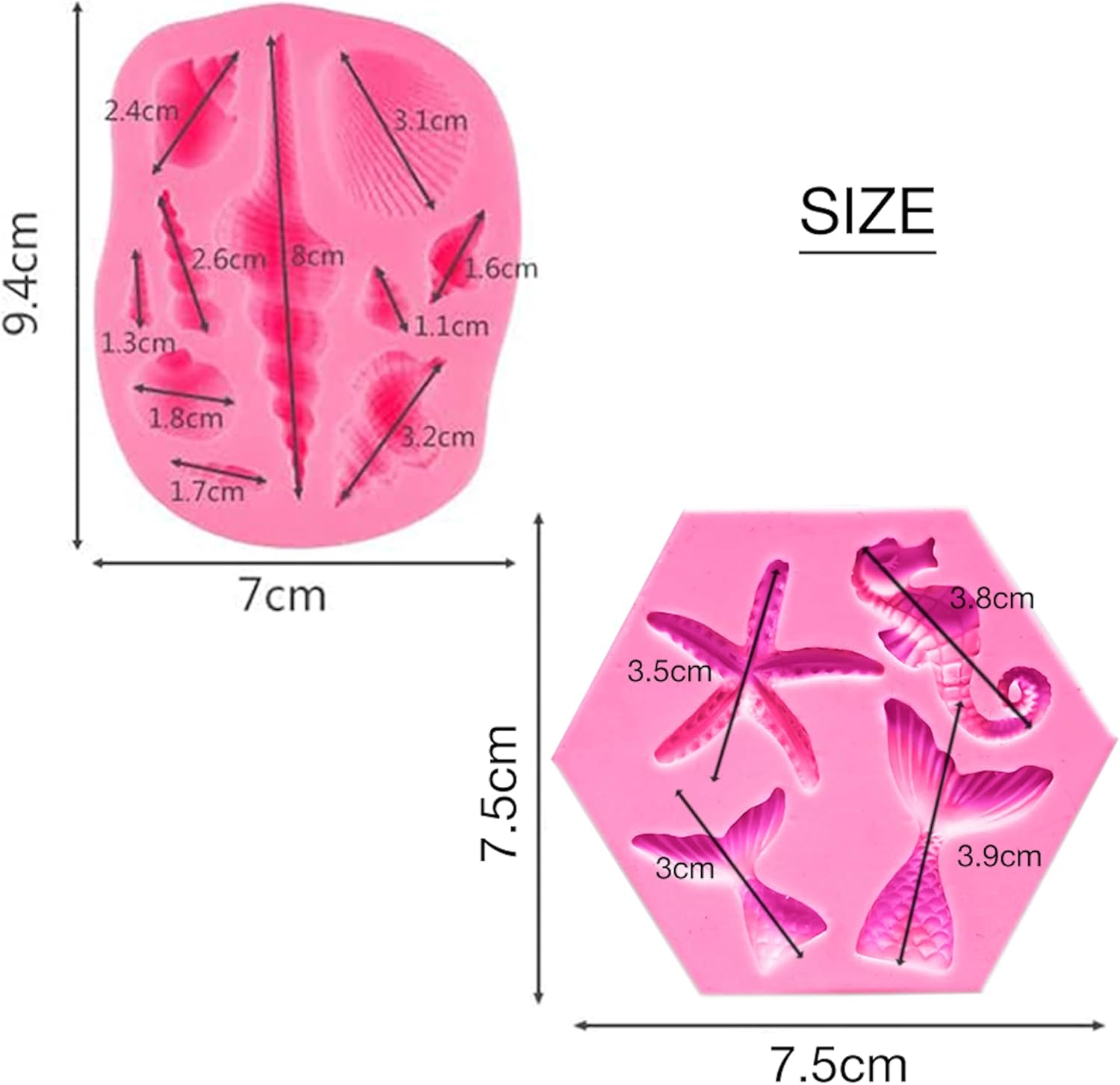 Mermaid Tail Sea Shell Silicone Cake Fondant Sugarcraft Mould Chocolate Mold (Hexagon) image number 3