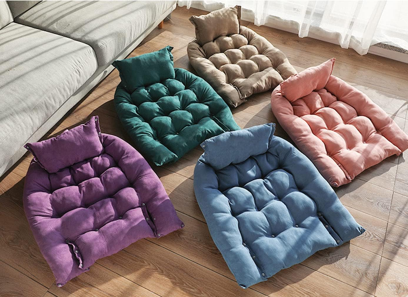 RICHRAIN Pet Dog Sofa Bed Purple Large Medium Small Dog Cushion Bed Multipurpose Square Dog Mat Dog Kennel Cat Litter Basket 3 in 1 (L,Pink) image number 5