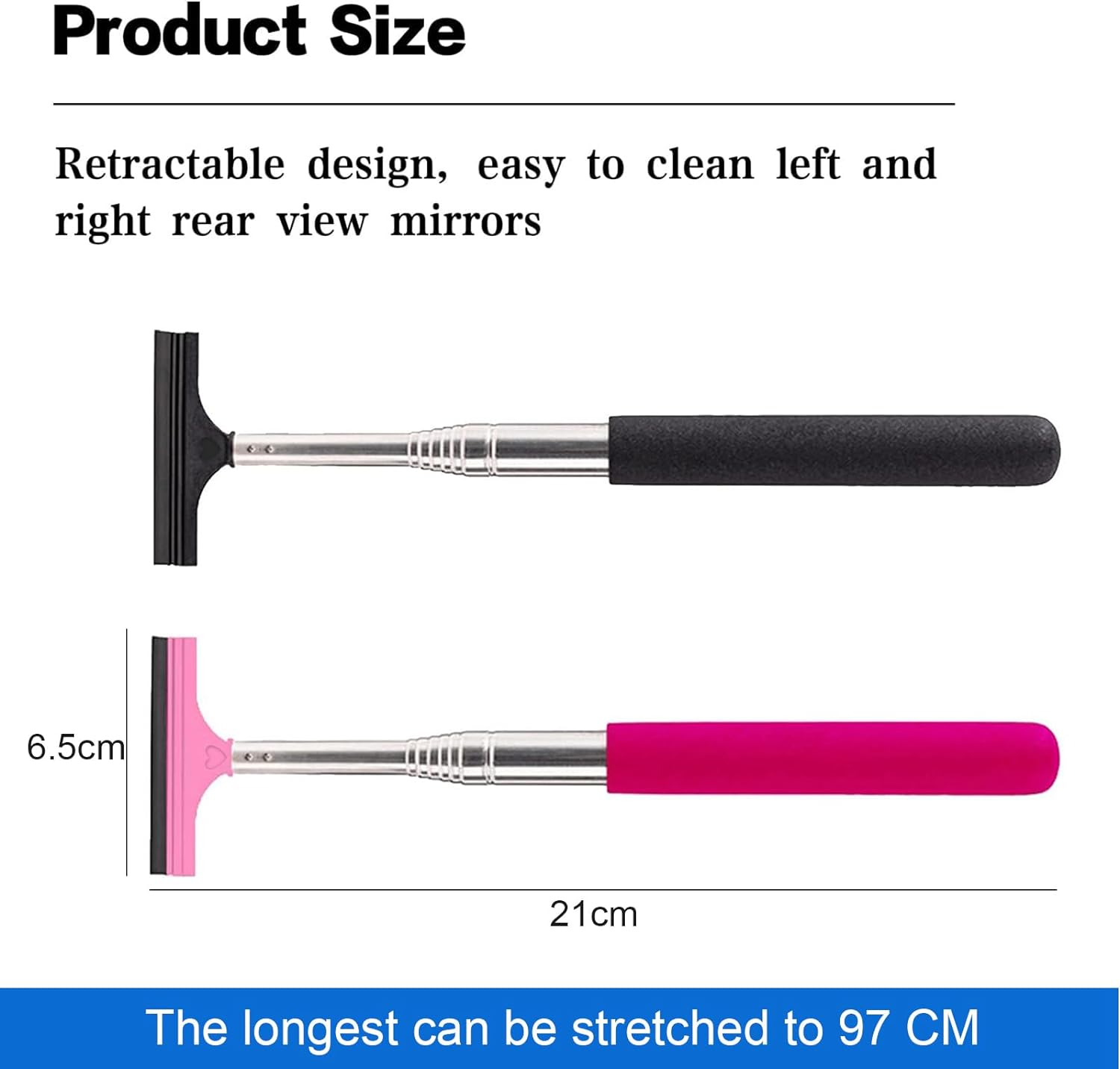 2 Pcs Retractable Car Rearview Mirror Wiper, Efficient Rain and Fog Cleaner for Enhanced Driving Safety, Universal Automotive Accessory image number 5