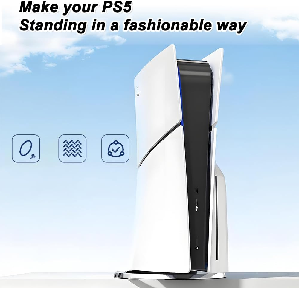 Vertical Stand for Playstation5/Ps5 Slim/Ps5 Pro Consoles, Ultra Thin Vertical Bracket Console anti Slip Base Installation Accessories,Vertical Bracket with Screw Support
