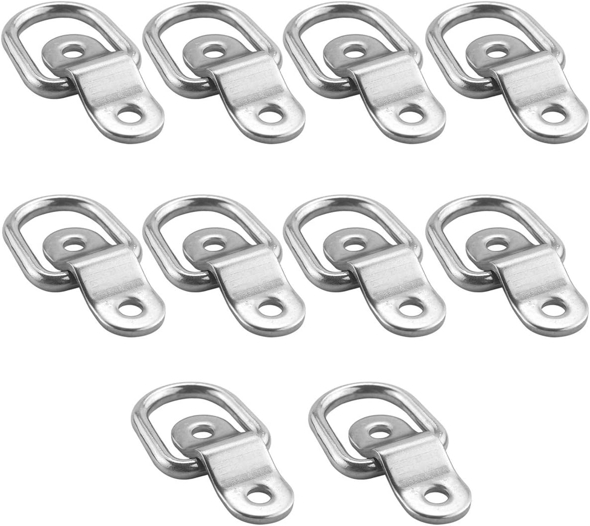 Tootaci 10Pcs 1/4" D Ring Tie down Anchors, 304 Stainless Steel D Rings, 1200Lbs Breaking Strength, Heavy Duty Trailers Bracket Surface Mount Hooks Securing Cargo for Boats, Trucks, Camper image number 3