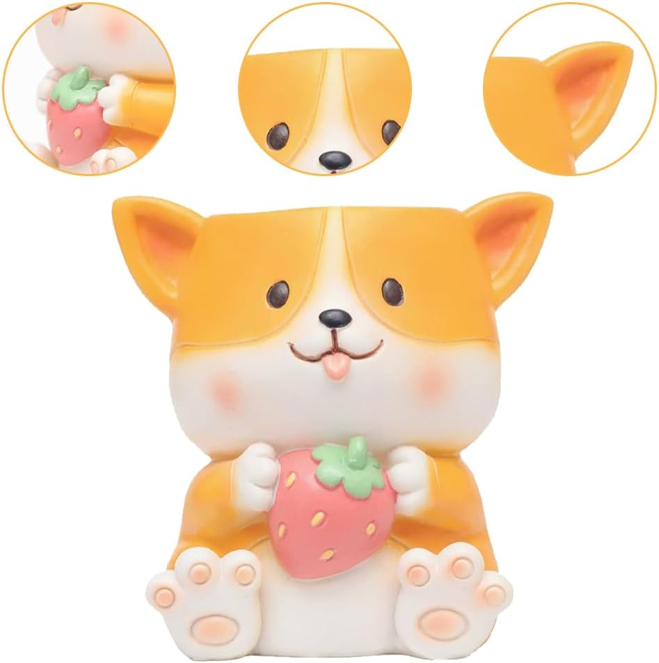 Corgi Ceramic Succulent Planter Pots with Drainage Hole, Handicraft Plant Holder Container Small Succulent Pot Mini Plant Flowerpot Cactus for Home Office Garden Decoration 9X7X9.5 Cm image number 5