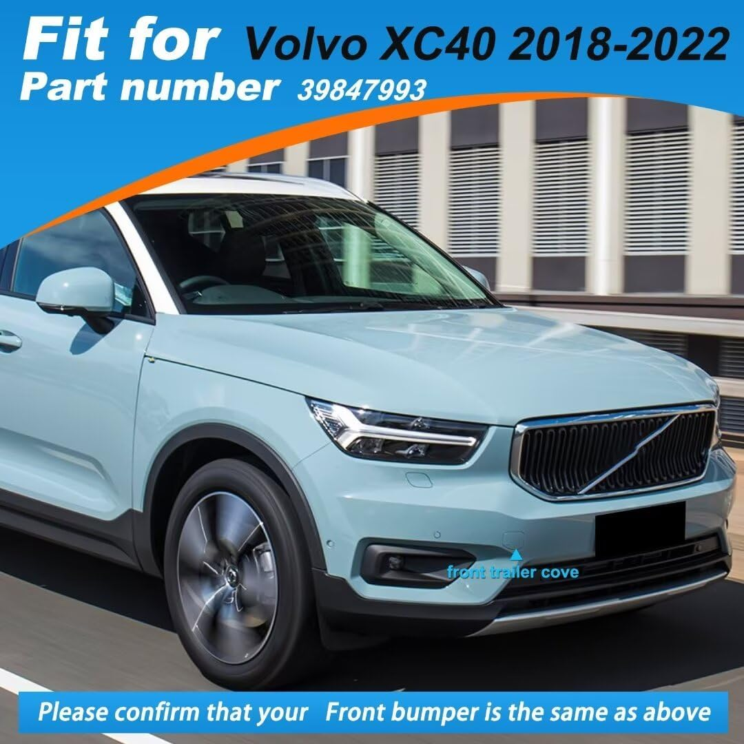 Car Front Bumper Tow Hook Cover Cap Towing Eye for Volvo XC40 2018 2019 2020 2021 2022 Trailer Cover Cap 39847993 Trailer Lid (Black)