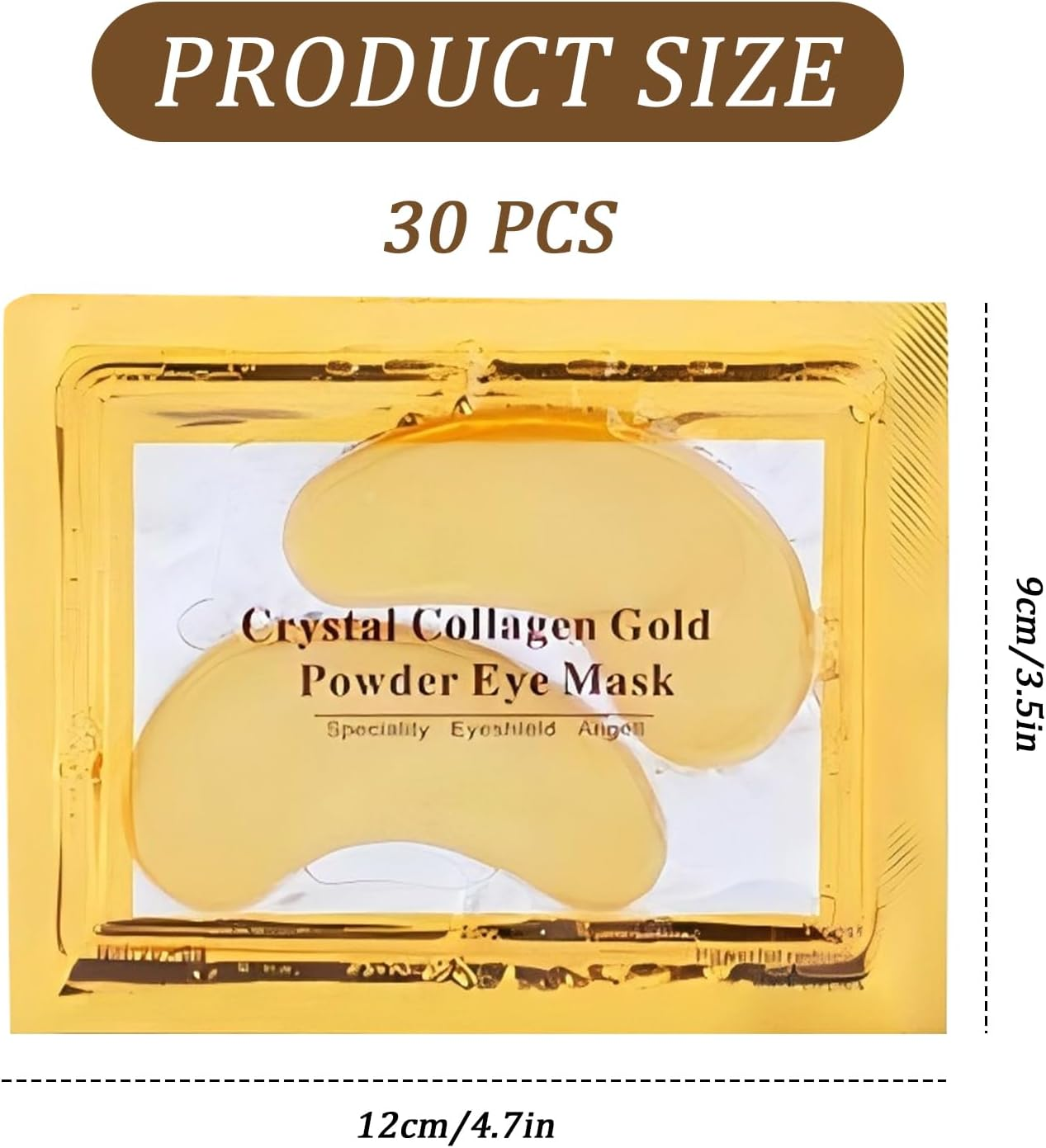 30 Pairs under Eye Collagen Patches - Gold Moisturizing Eye Masks for Dark Circles and Puffiness - under Eye Gel Pads image number 3