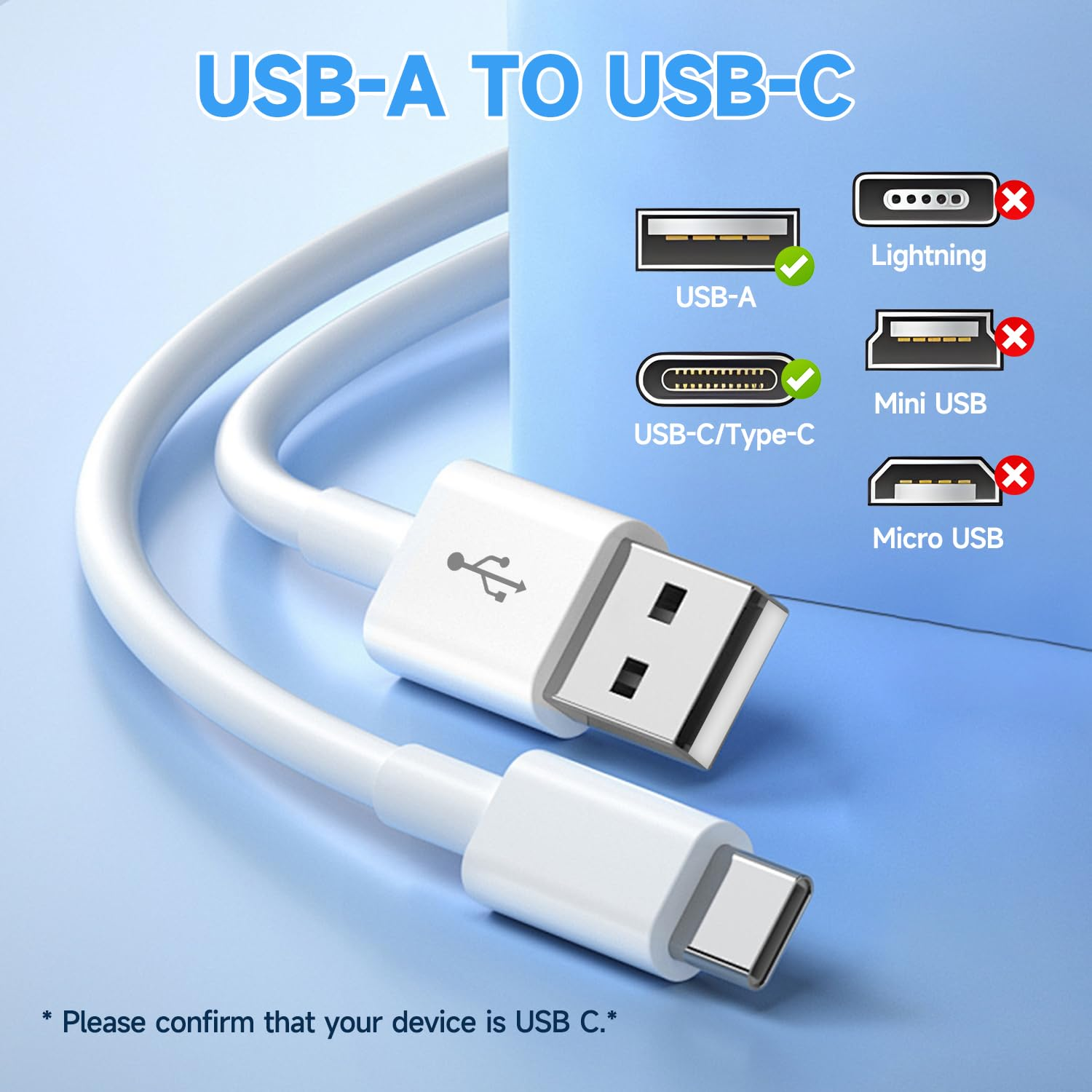 5M Long USB C Cable, Durable USB a to USB C Charging and Data Sync Cord, Power Extension Cable for Any USB-C Enabled Security Cameras Phones Tablets Switch and More USB C Devices - 3M-White image number 4