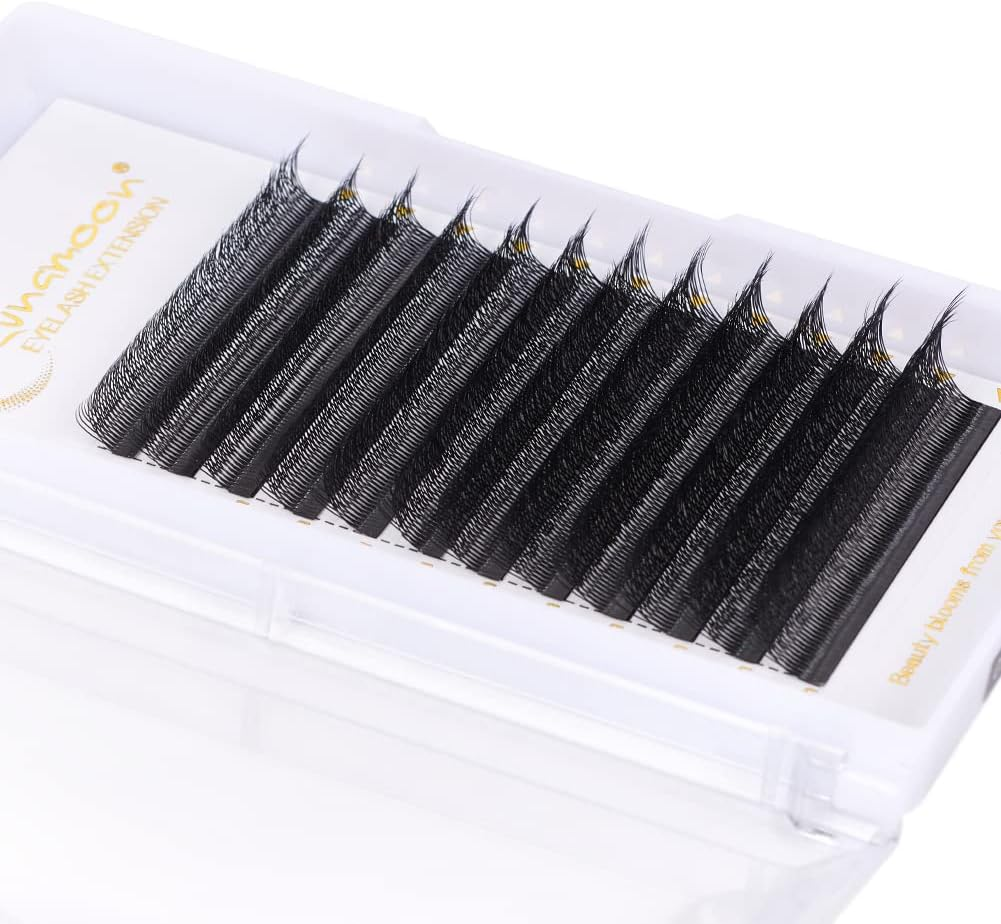 Lunamoon 3D Eyelash Extension, Premade Fans W Lash, Pre-Fanned Ready-To-Use Fan Eyelash Extension, Russian Volume Eyelash Cluster, Artificial Lash (3D/0.07C 14 Mm)