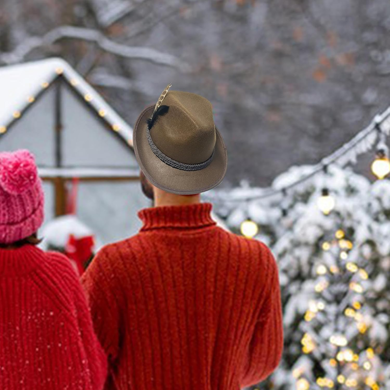 German Oktoberfest Bavarian Hat, Men Alpine Fedora, Oktoberfest Soft Hat with Feathers | Party Costume with Alpine for Adult | Bavarian Hats image number 5