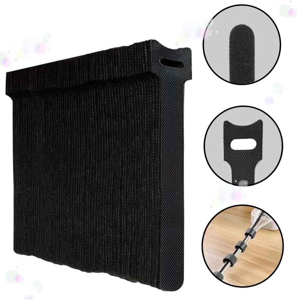 110 Pcs Reusable Fixed Straps, Adjustable Hook and Ring Tissue Straps, Suitable for Home, Office and Data Center (Black) image number 6