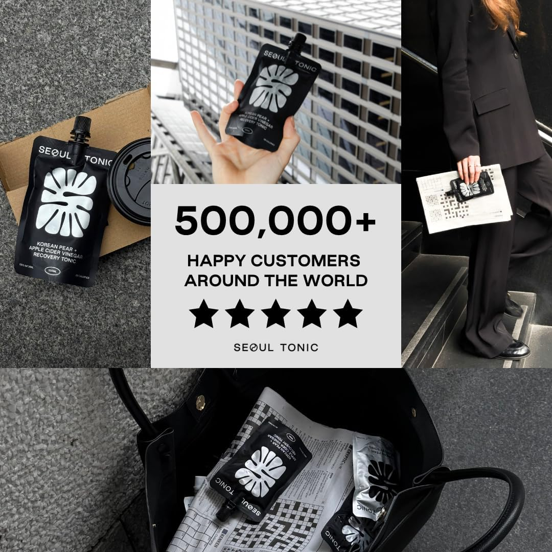 Seoul Tonic - Korean Pear & Apple Cider Vinegar Recovery Tonic ("Drink after Drinking"), Natural Digestion, Rehydration, Double Fermented ACV, All Natural, Patented Extraction Method - 12 Units image number 6