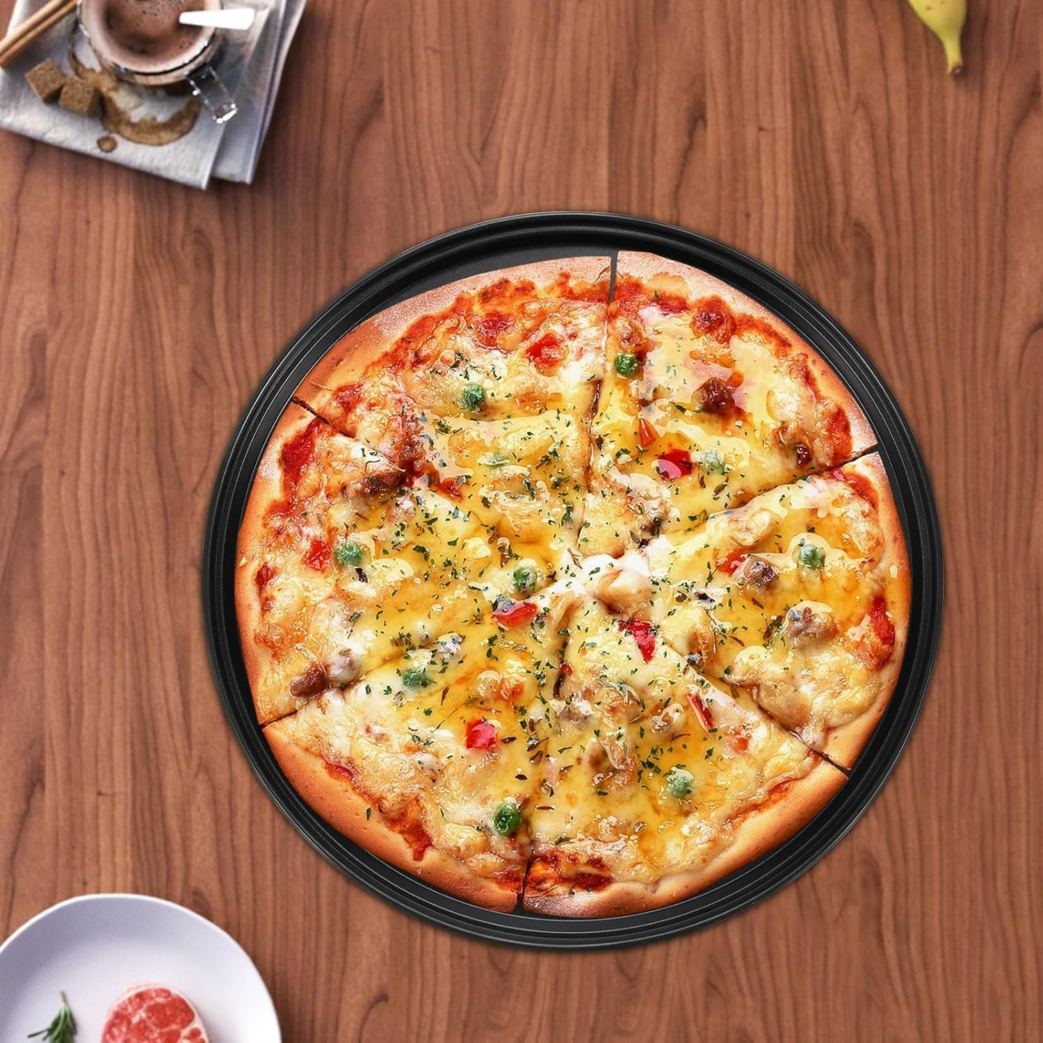 3Pcs Pizza Trays for Oven Non Stick with Holes,For Oven,Carbon Steel Pizza Pan with Holes for Baking Pizza,Oven and Dishwasher Safe(Inside Diameter 30CM/28CM/24.5CM) image number 5