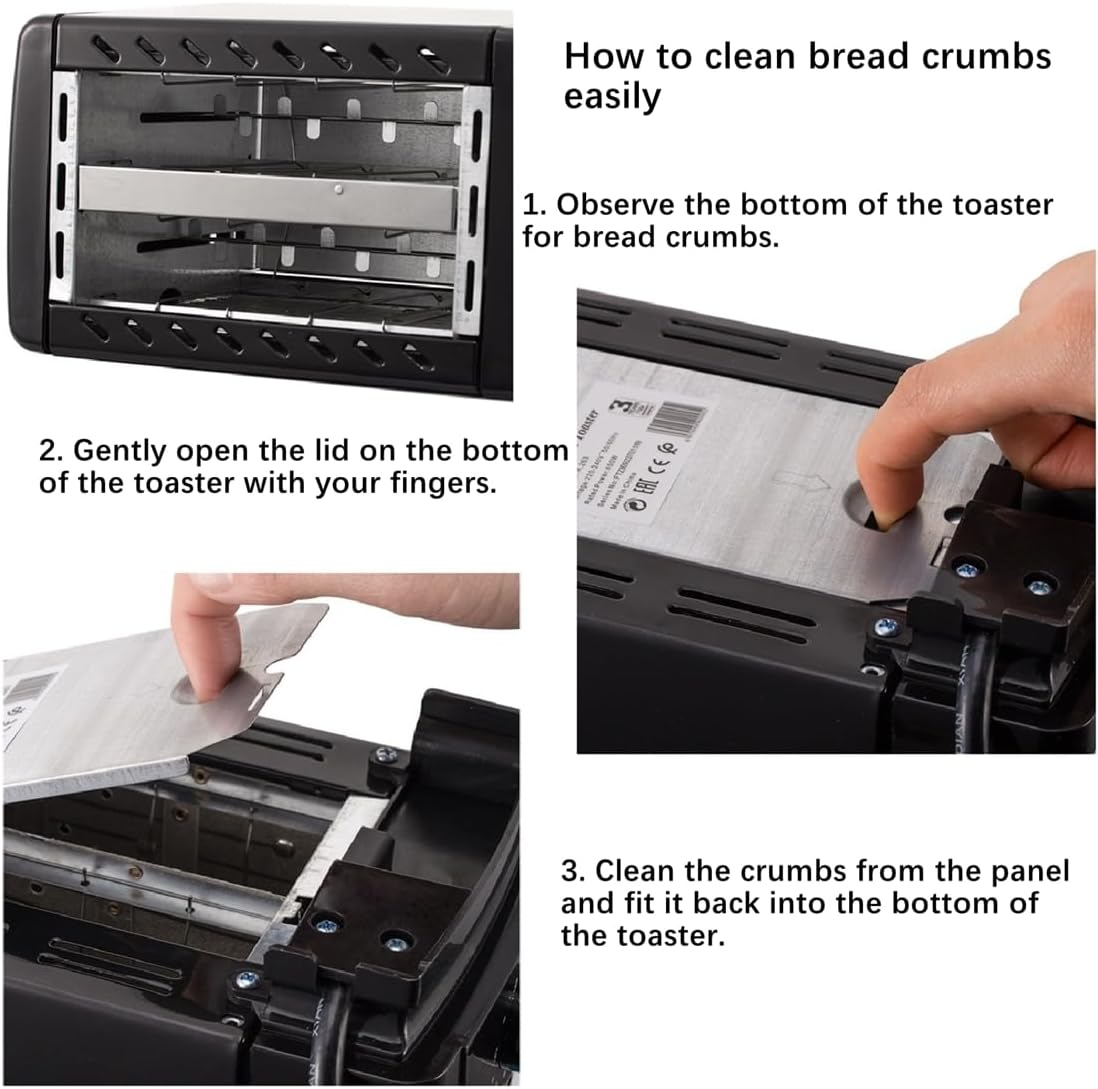 Frafuo Extra Wide Slot 2-Slice Toaster for Thick Sourdough, 6 Shade Control + Lift & Look, Removable Crumb Tray, Compact Design with Cool-Touch Housing (AU Plug) image number 6