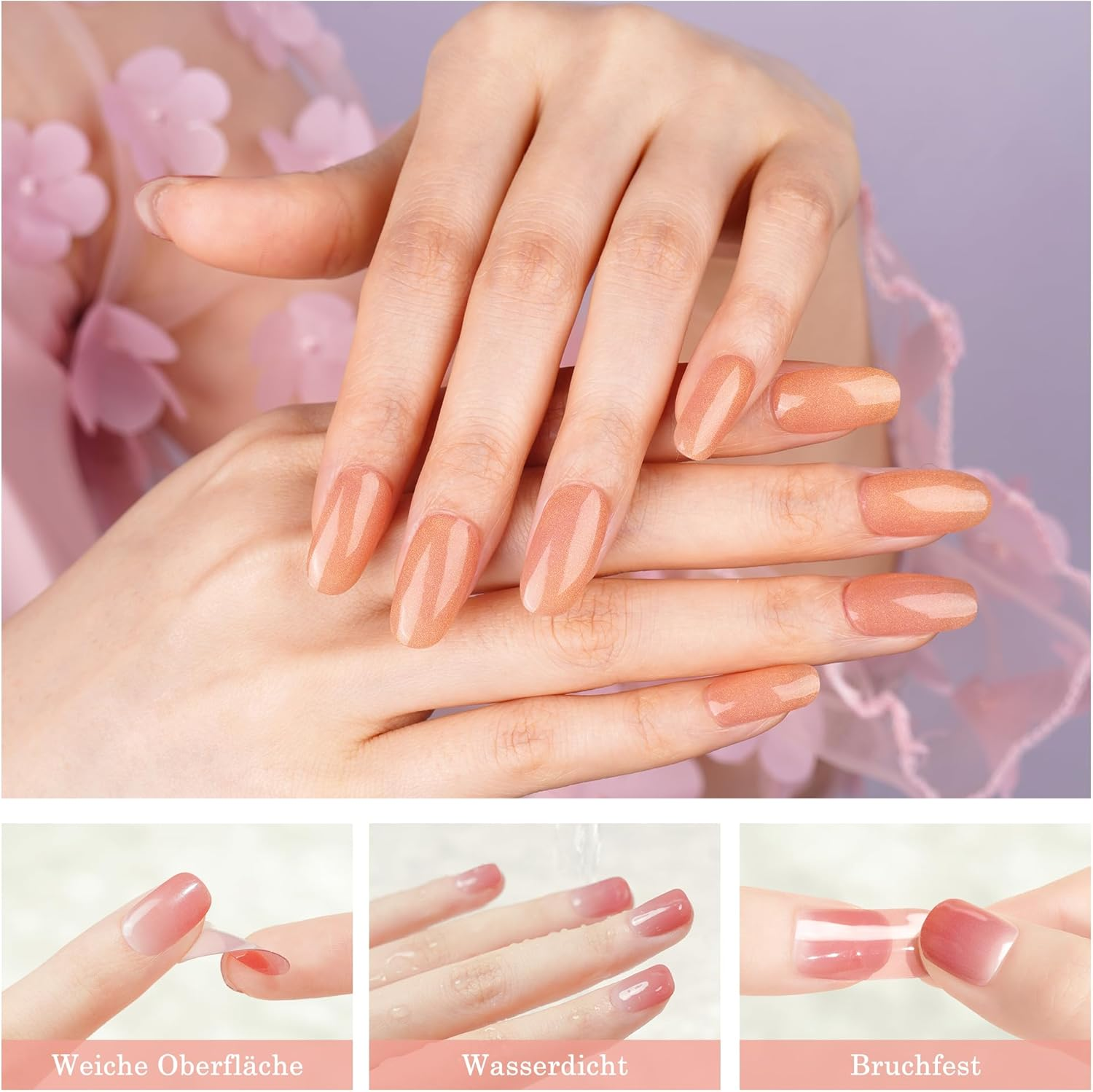 DANNI & TONI Semi-Cured Gel Nail Foils (Nude Mirage) Nude Tone Gold Cat'S Eye Shiny Nail Set UV Gel Nail Foil Nail Stickers Nail Design Self-Adhesive Wraps 28 Stickers - Metallic Sands-En image number 3