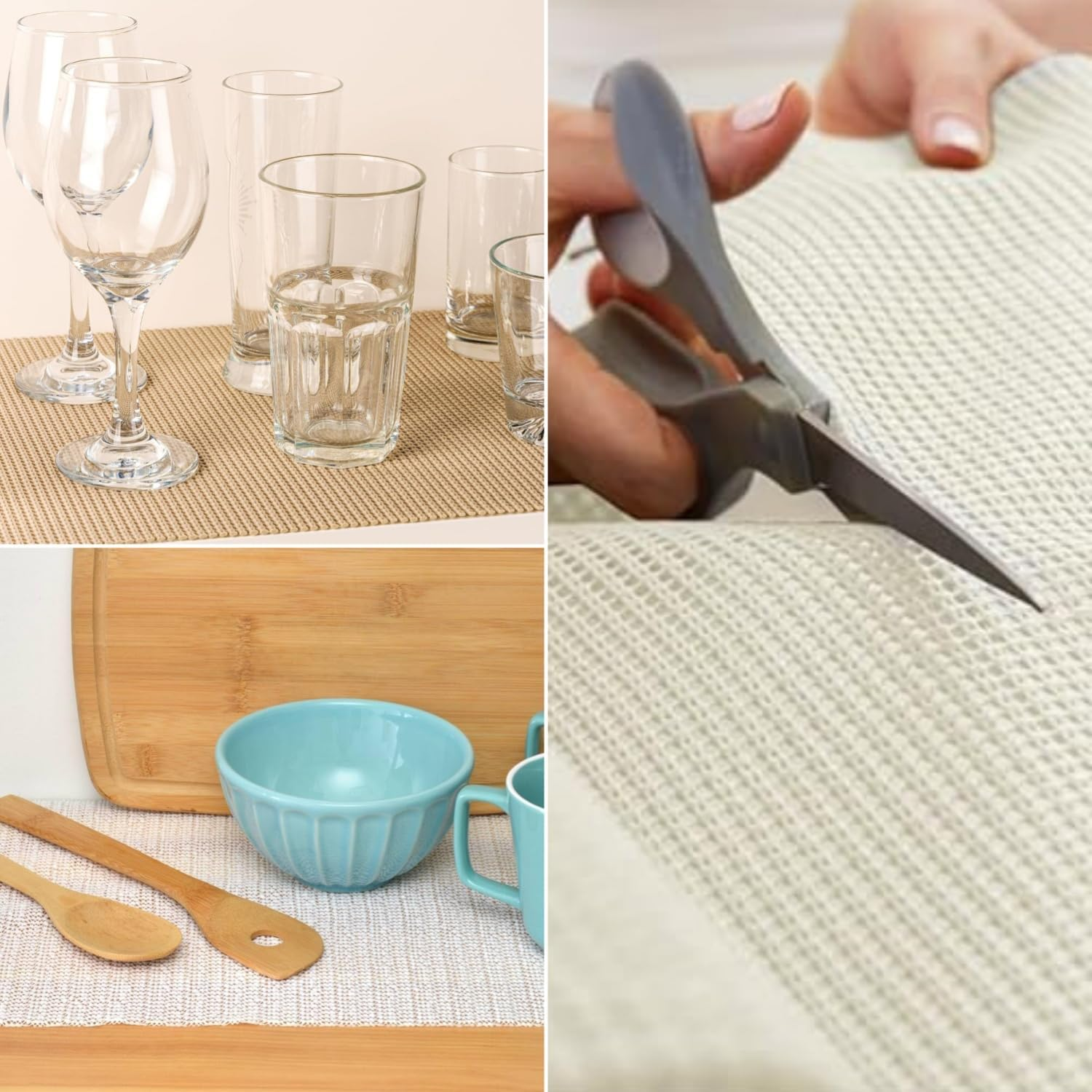 Taicols Shelf Drawer Liners Non Adhesive Non Slip Strong Grip Liner for Kitchen Cabinets Storage Shelves Liner Refrigerator Mats Easy to Cut Multipurpose Reusable Durable Washable 30*150Cm (Off-White)