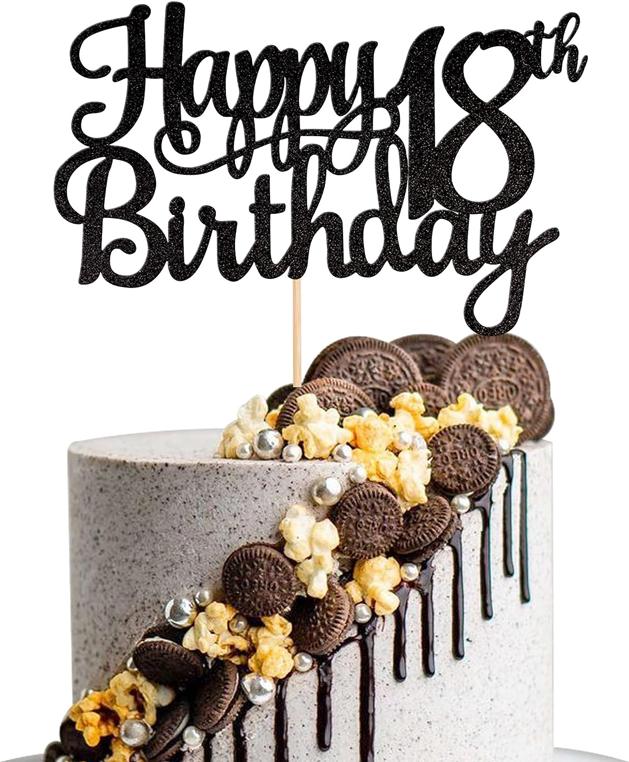 1 PACK Happy 21St Birthday Cake Topper Glitter Cheers to 21 Years Birthday Cake Pick 21 Fabulous Cake Decoration for Happy 21St Birthday Theme Party Decorations Supplies Black