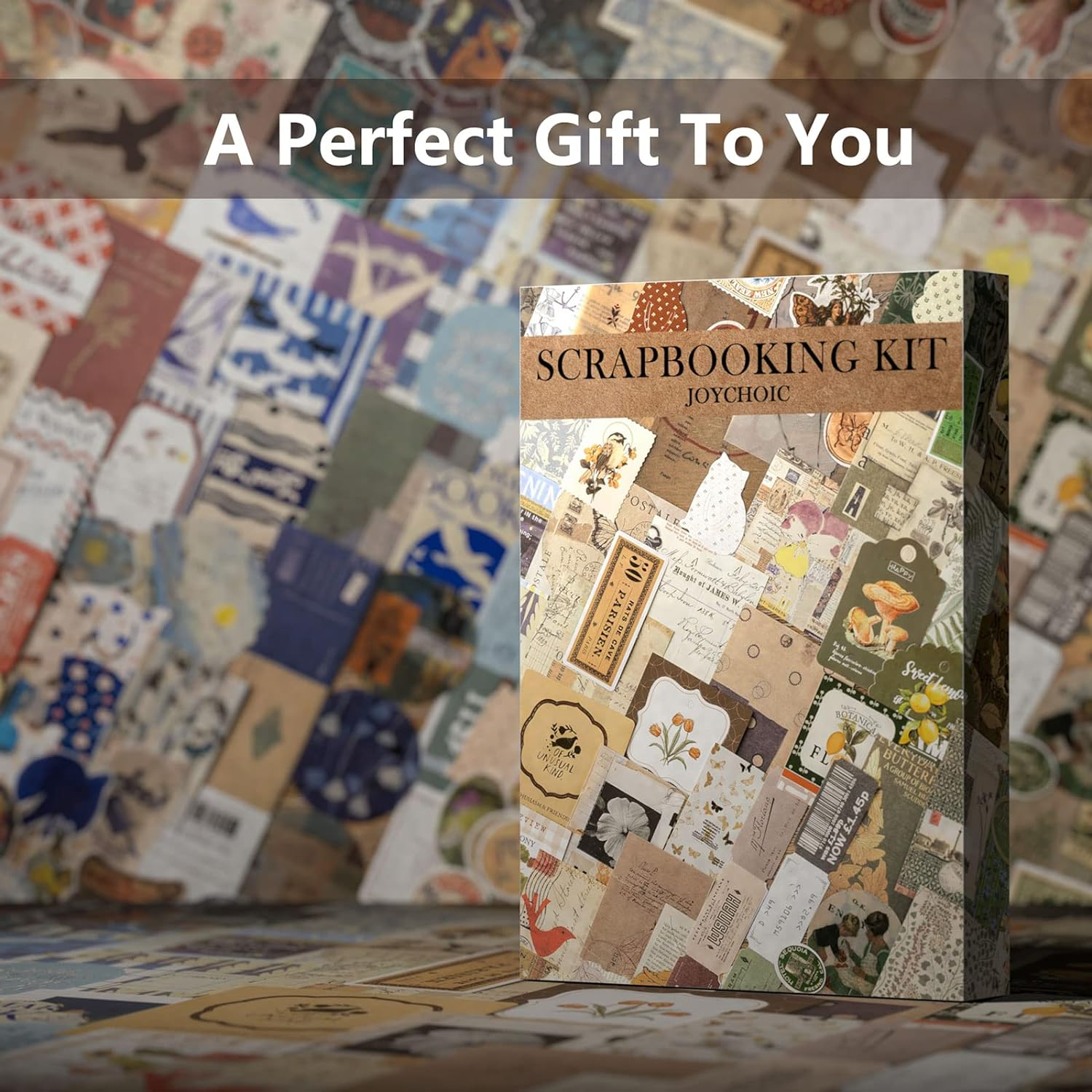 JOYCHOIC Vintage Scrapbooking Supplies Aesthetic Journaling Kit, Scrapbook Papers Quote Stickers TN Notebook Large Collection for Bullet Junk Journal, Planner DIY Arts Craft Collage, Beginners - Blue image number 4