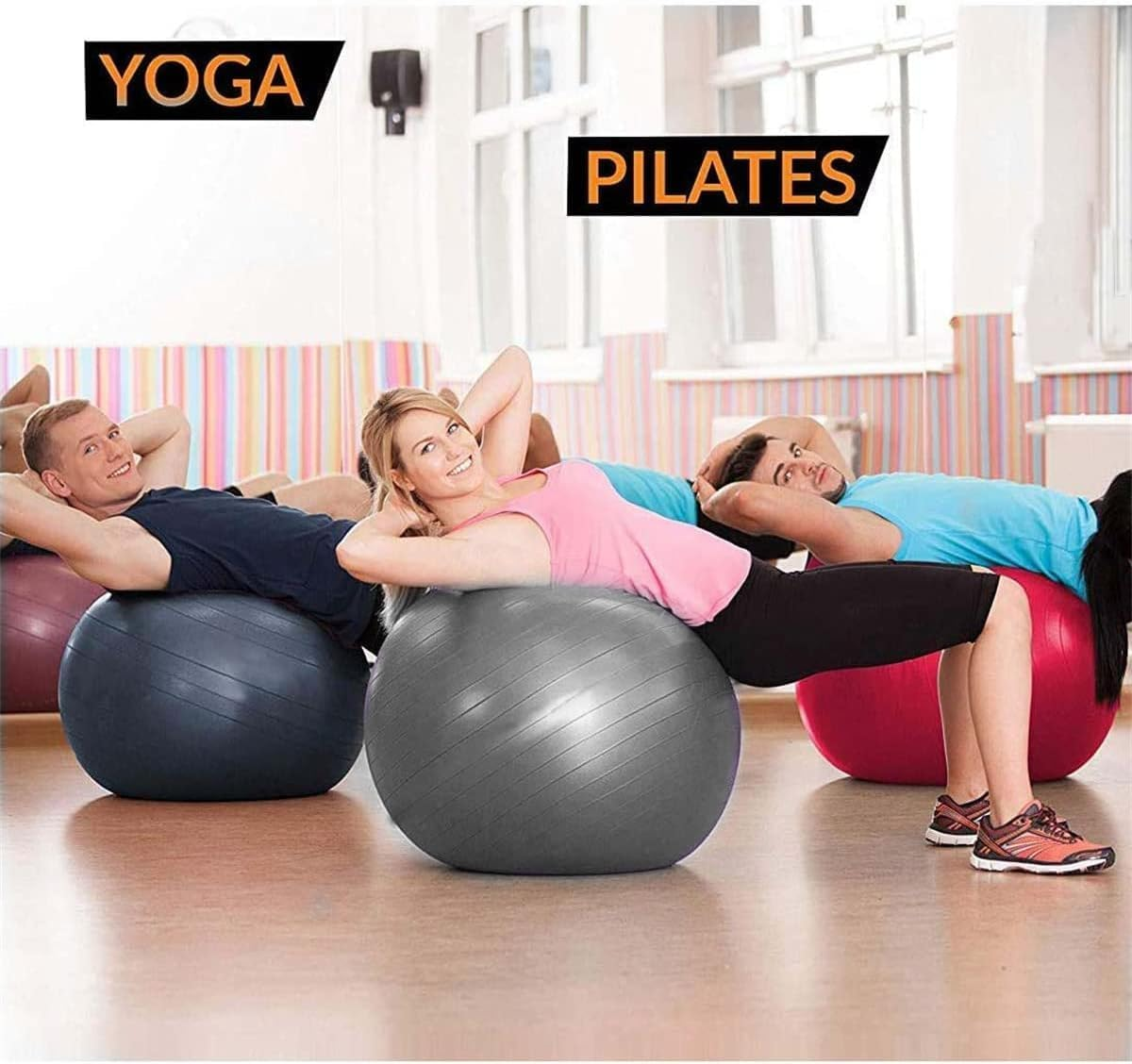 HCE Gym Ball, Balancing Yoga Ball Chair Stability Commercial Swiss Pilates Birthing Ball, Anti-Burst Heavy-Duty Extra Thick Exercise Ball - Slip-Resistant 300Lbs Home & Gym Workout - Free Pump image number 4