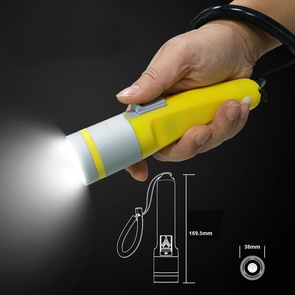 Dive Light Scuba Diving Flashlight, Professional Underwater Flashlight IPX8 Waterproof, Built-In Rechargeable 5000Mah Batteries, 2000 Lumen Diving Torch Best for Snorkeling, Caving and Spearfishing image number 5