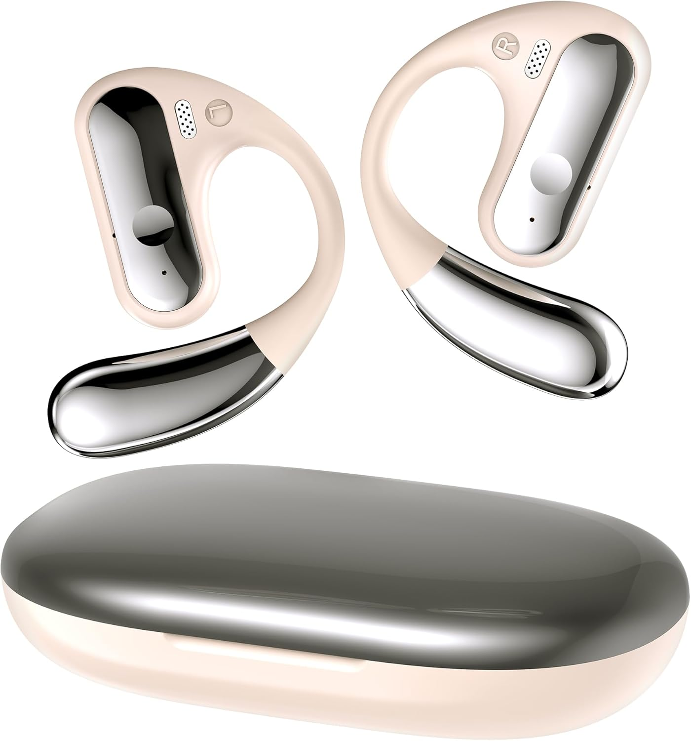 Open Ear Bluetooth Headphones, Bluetooth 5.3 Headphones Wireless with 4 Mics, 40 Hours Dual LED Display, Type-C Headphones, Wireless Bluetooth, IP7 Waterproof ENC Sports Headphones, White image number 5