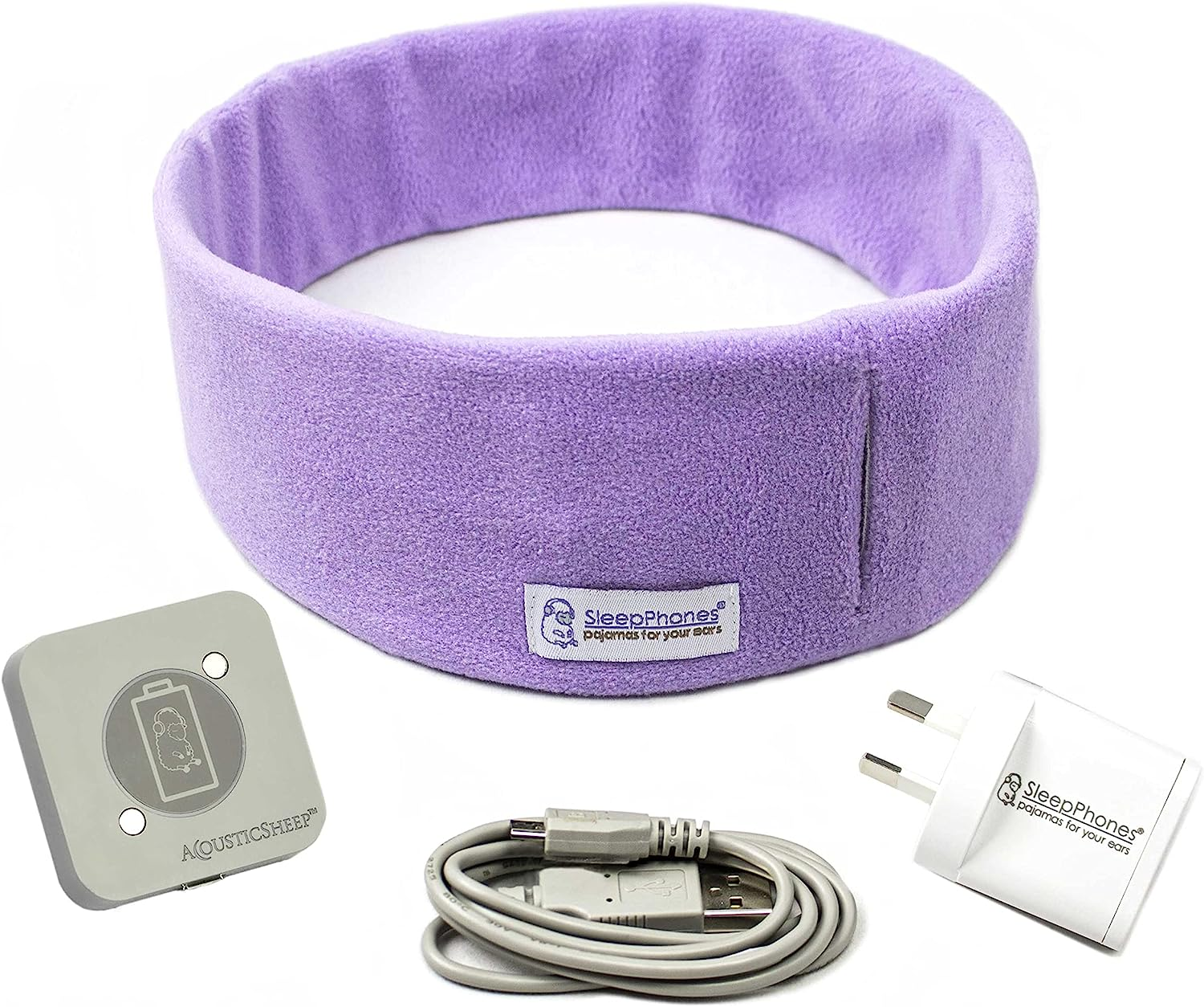 Sleepphones Effortless V8 Sleep Headphones by Acousticsheep | 24-Hour Battery | Original Comfortable Bluetooth Headphones with Wireless Induction Charging (Medium, Midnight Black Fleece, AU Wall Plug) image number 1