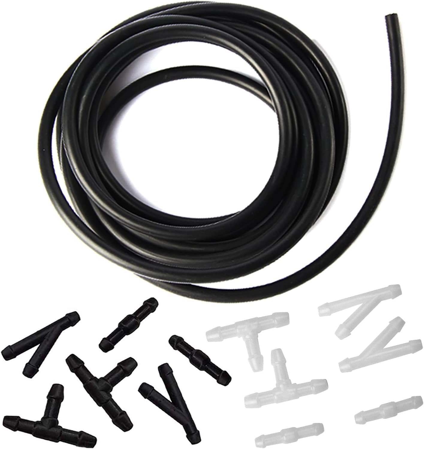 Windshield Washer Hose Kit - 4 Meter Universal Washer Fluid Hose with 12 Pcs Hose Connectors, Suitable for Most Windshield Washer Nozzle Installation, Connect Car Water Pump and Nozzles image number 3