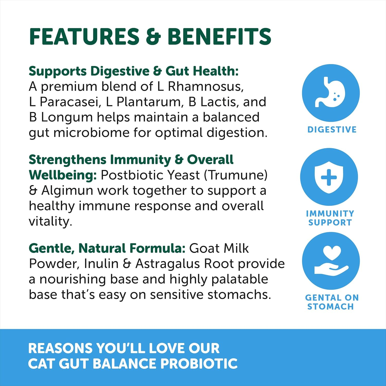 Natural Animal Solutions Gut Balance Probiotic for Cats 80G &ndash; Daily Digestive & Immune Support with Goat Milk & Postbiotics