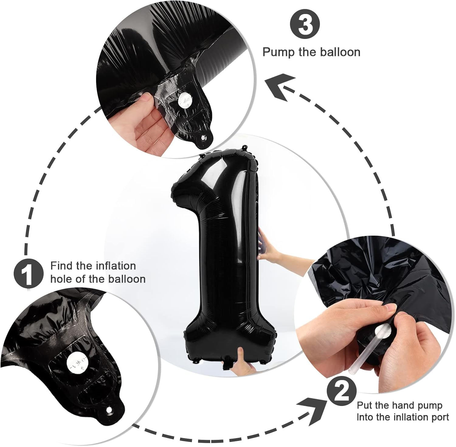 Number 1 Balloon 40 Inch Jumbo Digit Mylar Foil Black Balloons for Girl Boy 1St 1 11 21 Birthday Decorations Baby Shower Photo Shoot, Wild One Giant Balloons - Black image number 4