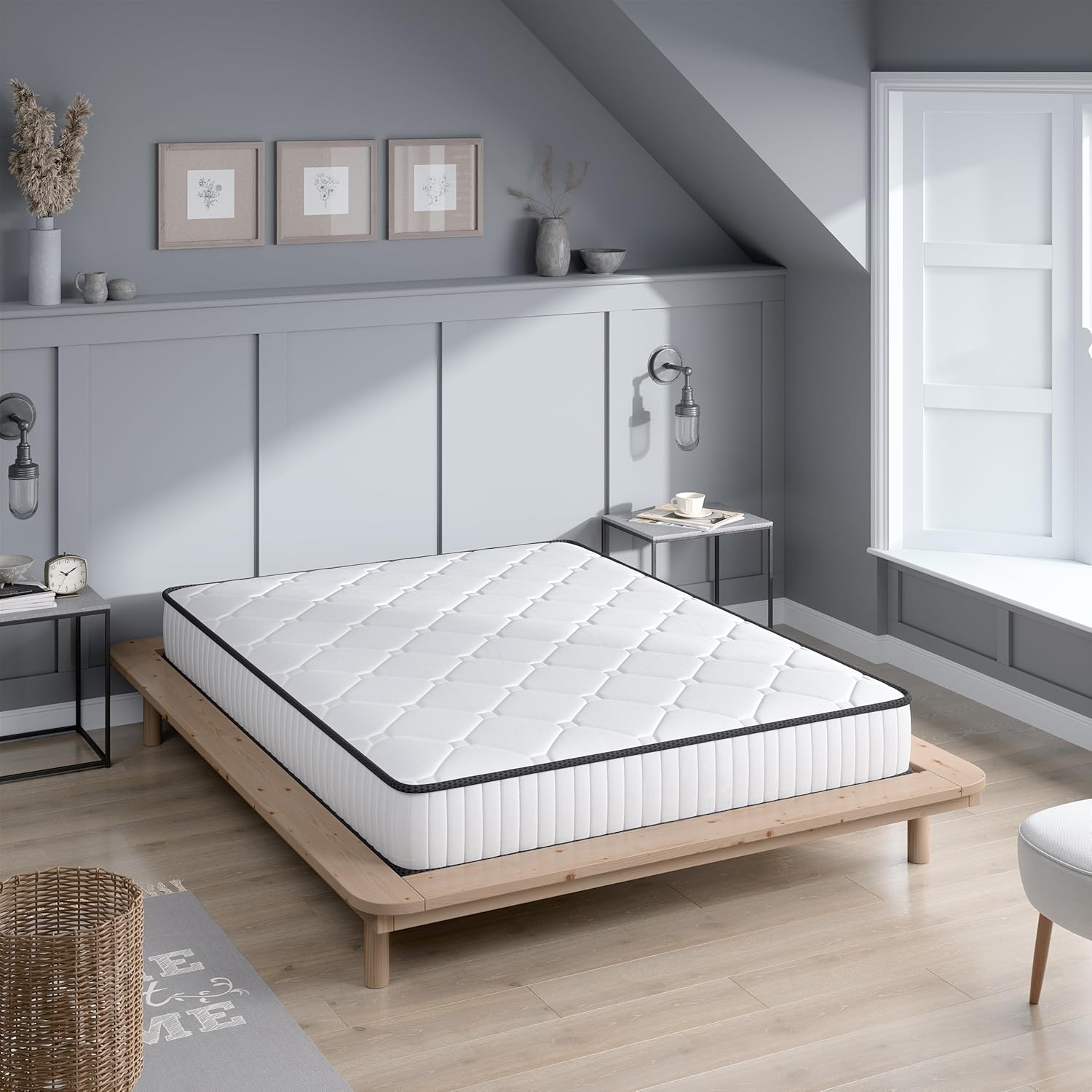 Dreamz Queen Mattress Knitted Fabric, 20Cm Thickness, with 5-Zone Pocket Spring System, High-Density Foam,Tight Top, Medium Firm Coil Bedding, Breathable Top, 15Yrs Warranty, White image number 6