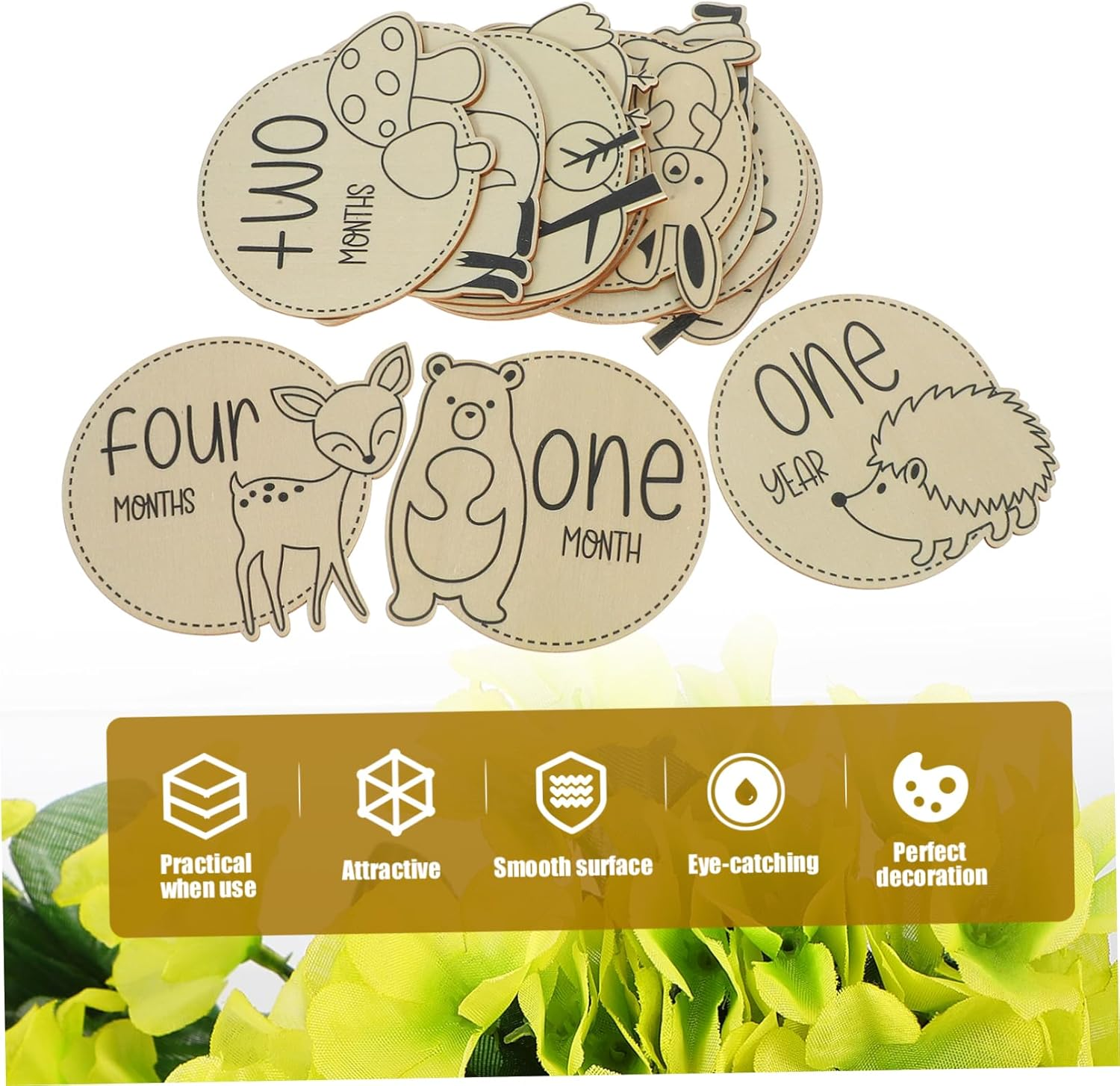 LIFKOME 12Pcs Milestone Discs Growth Cards for Monthly Announcements Unisex Design Lightweight Safe Natural for Newborn Photography and Keepsakes