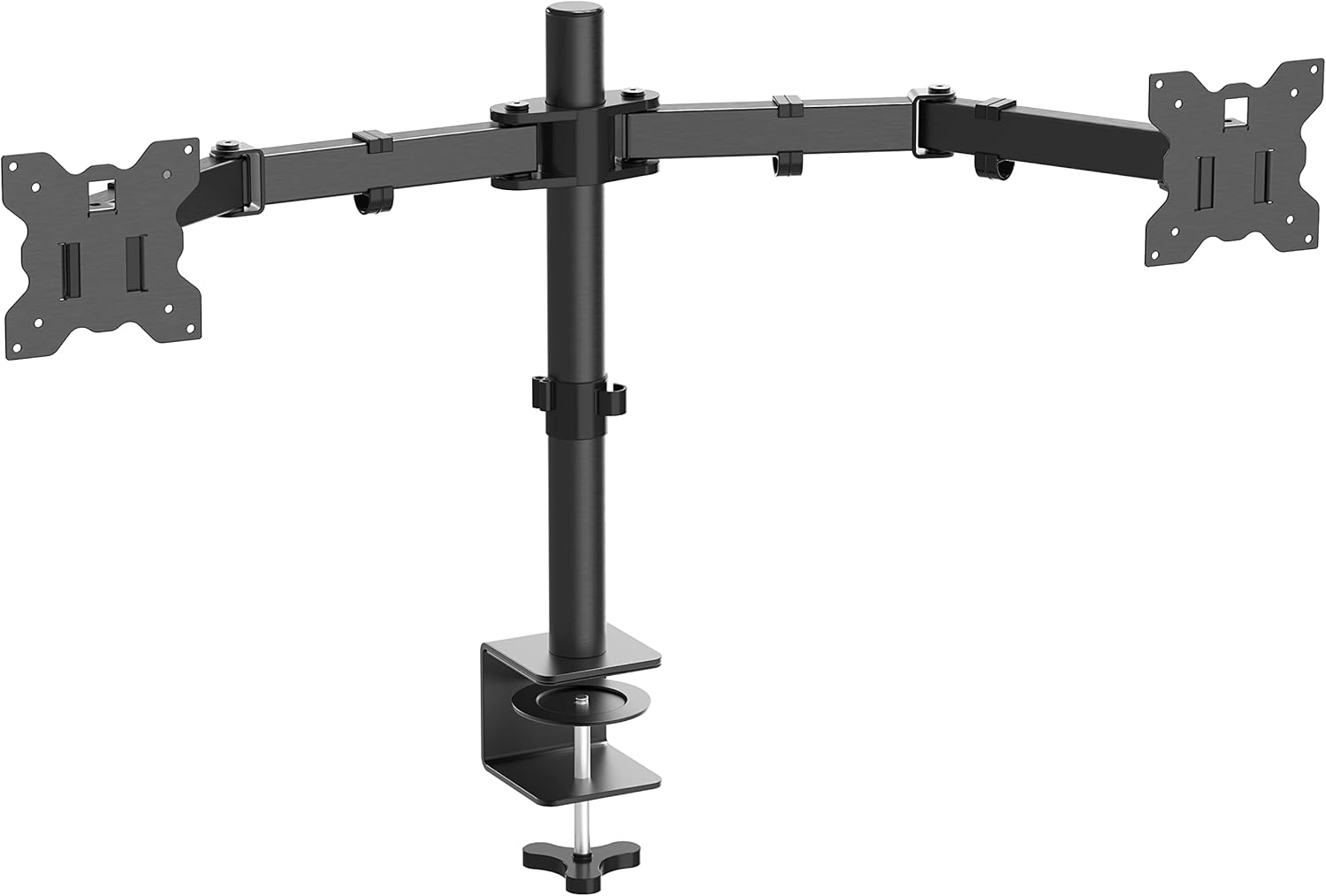 SHW Dual Monitor Arm Desk Mount with C-Clamp for 13 to 27'' Screen, VESA 75X75Mm or 100X100Mm, Black image number 4