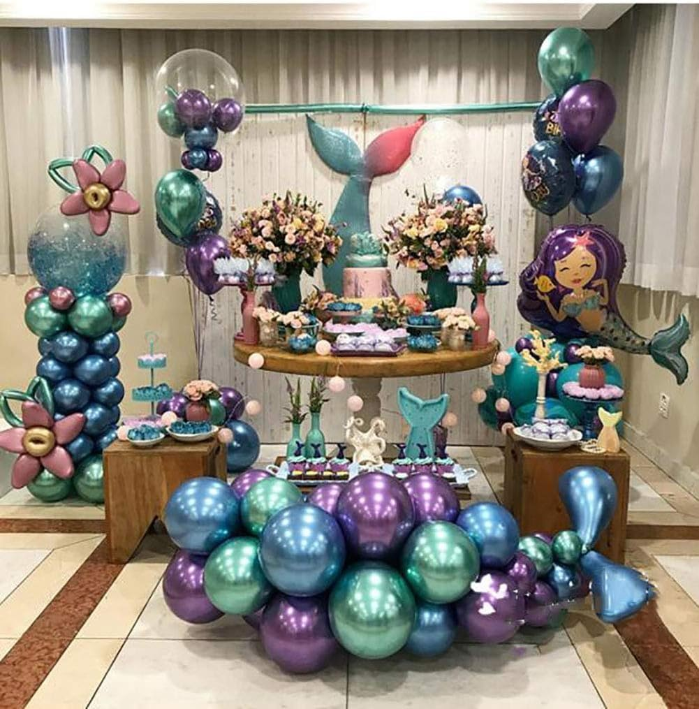 Lumjoy Green Metallic Balloons 100 Pack, 5 Inch (12Cm) Shiny Latex Balloons with Glue Dots & Strip for Weddings, Birthday, Baby Showers & Party Decorations - Black Metallic image number 6