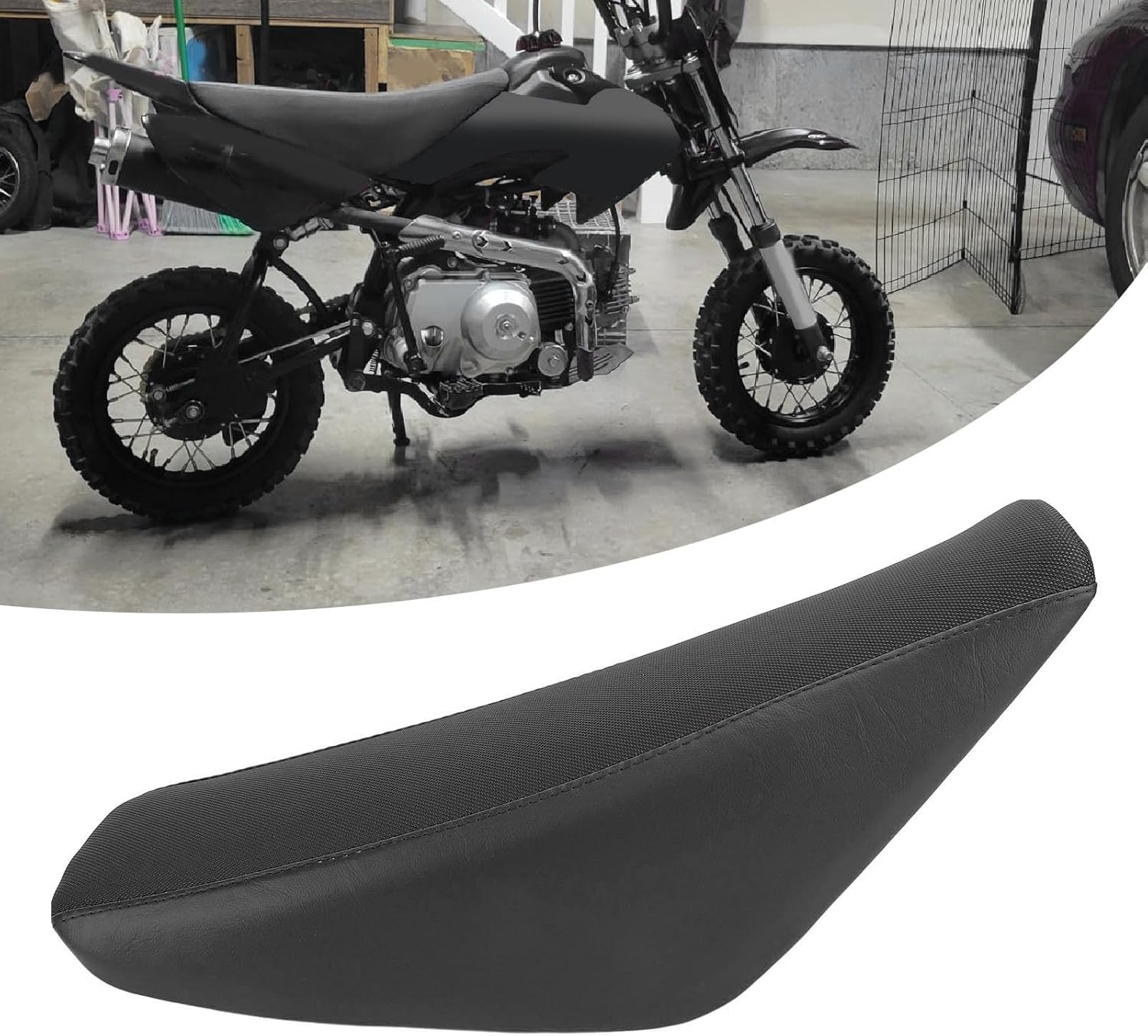 Generic Motorcycle Flat Tall Foam Seat, Motor Trail Bike Tall Seat for CRF50 50 90 110 125 150 160 Pit Dirt Bike (Black) image number 4