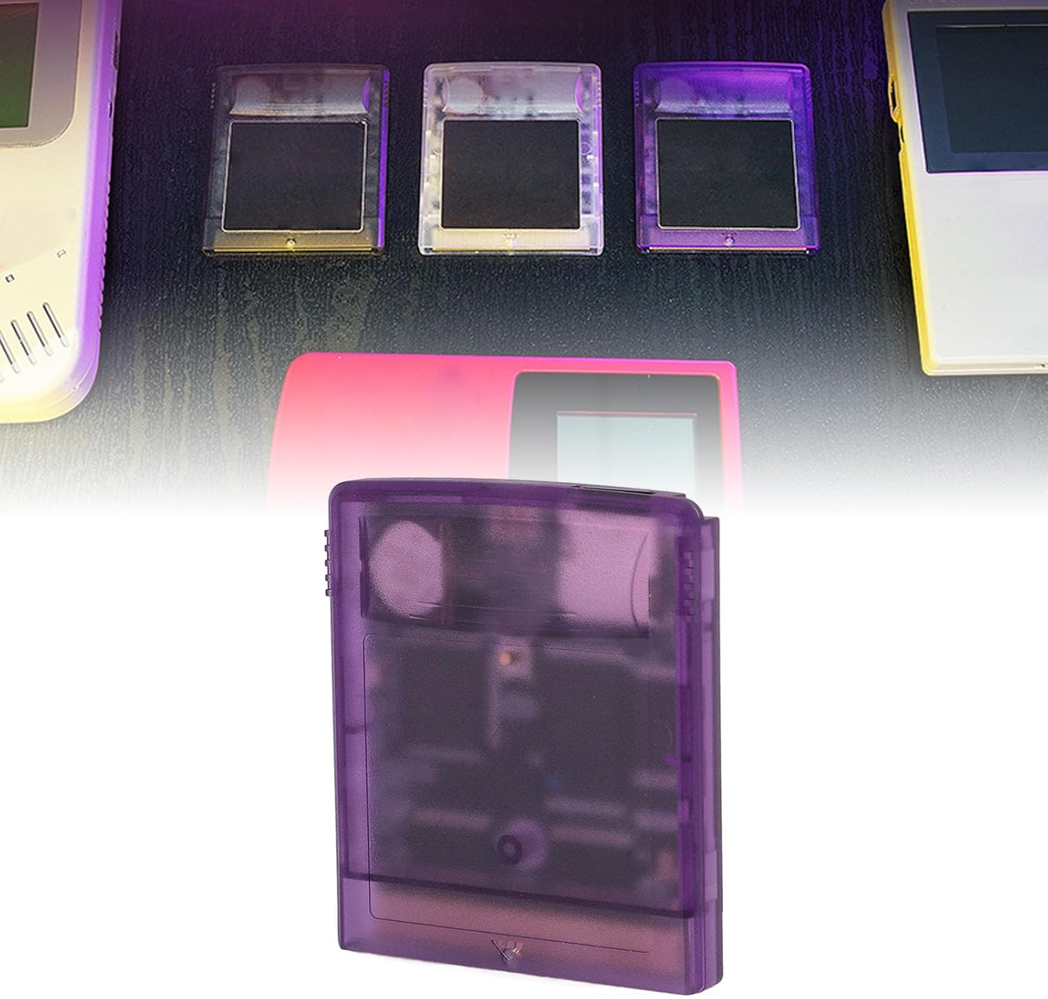 Game Video Cartridge for GB GBC GBA SP Game Console, 1000 in 1 Game Video Cartridge, Game Card Game Cassettes Support for MBC1, MBC2, MBC3, Mbc5,Etc (Transparent Purple)