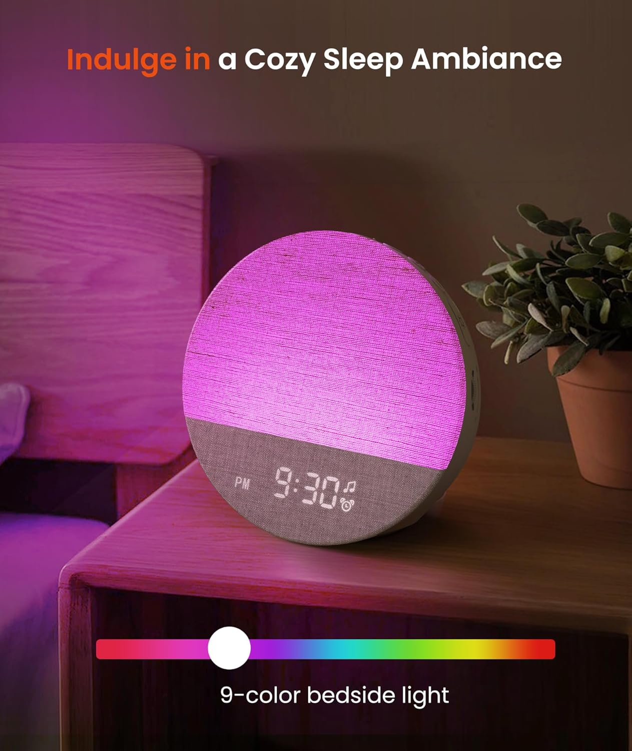 Dreamegg Sunrise 1 - Sound Machine Sunrise Alarm Clock with 9 Night Lights, 29 Soothing Sound for Sleep, White Noise Machine, Timer, Dimmable, Wake up Light Alarm Clock for Bedroom, Kids, Adult, Gift image number 5