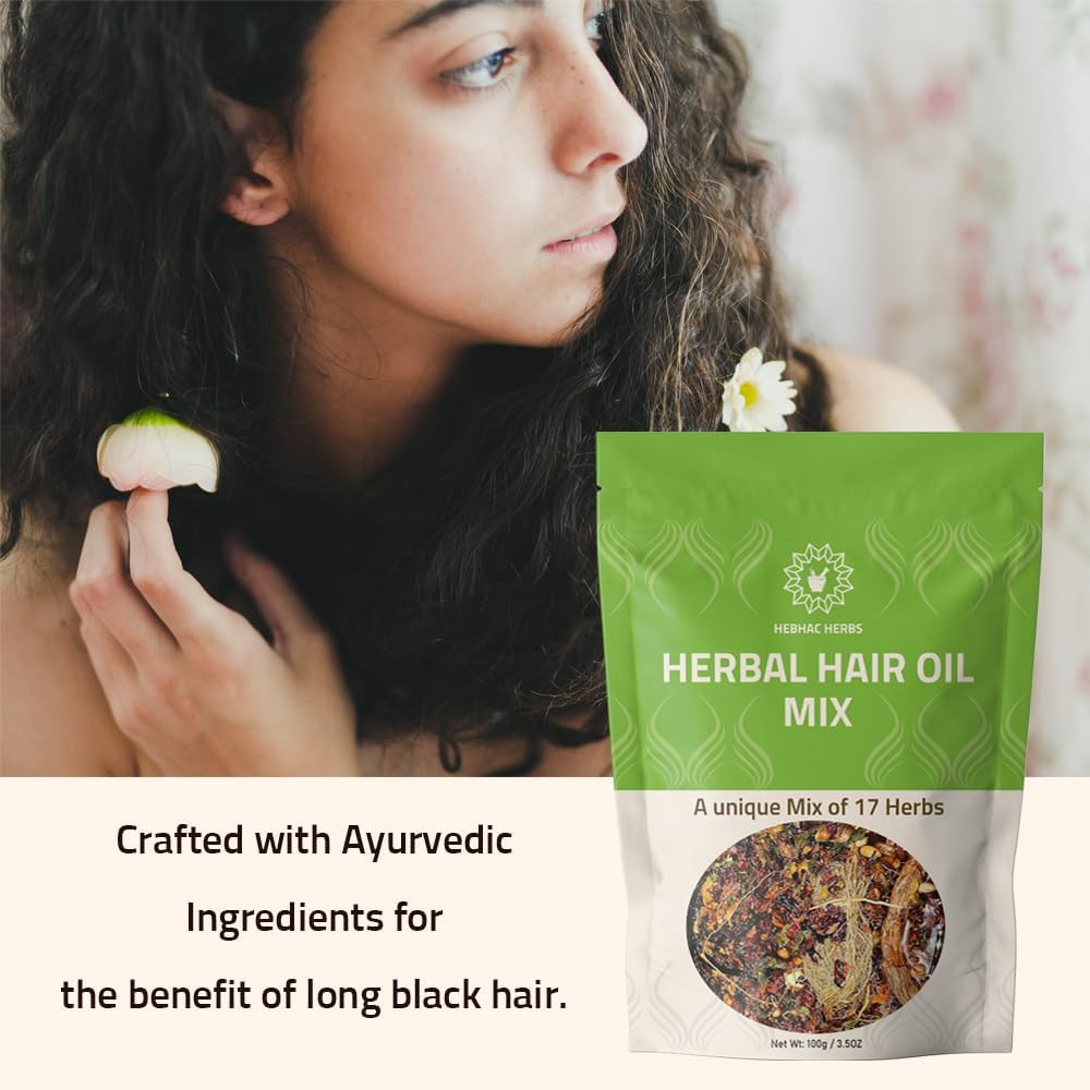 Herbal Hair Oil Mix 100 G, Ayurvedic Herb Blend for Hair Oil Infusion Make Your Hair Oil with Dry Ayurvedic Herb Mix, Goodness of Ayurvedic Natural Herbs for Oil Infusion, Instant Premix for Hair Oil image number 2