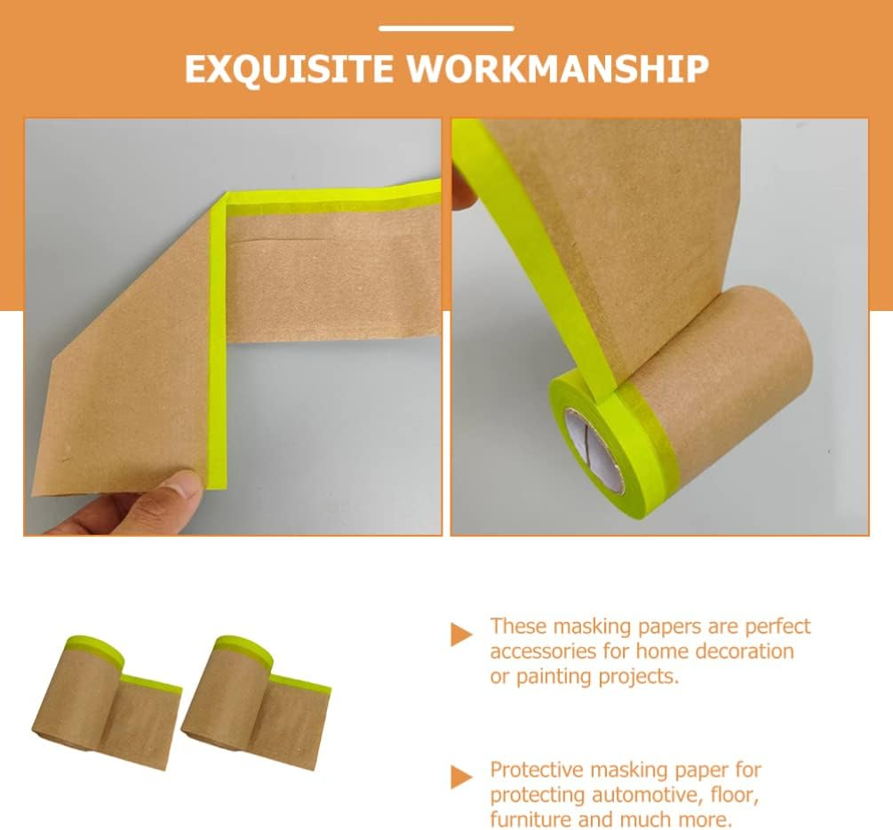 DOITOOL 2Rolls Masking Paper for Paint Protection Meters Car Furniture Covering Tape Upholstery Shelter Protection Paper Automotive and Furniture Painting image number 3