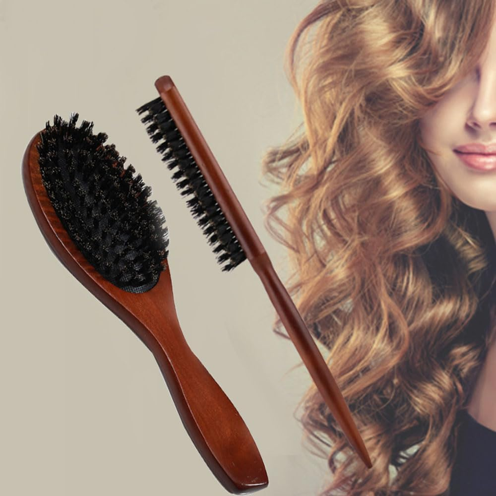 Armastuse Boar Bristle Hair Brush,2Pcs Professional Massage Comb,Stiff Bristles Hairbrush for Beard Styling,Hair Brush for Men and Women,For Detangling,Smoothing,Wave Styles image number 3