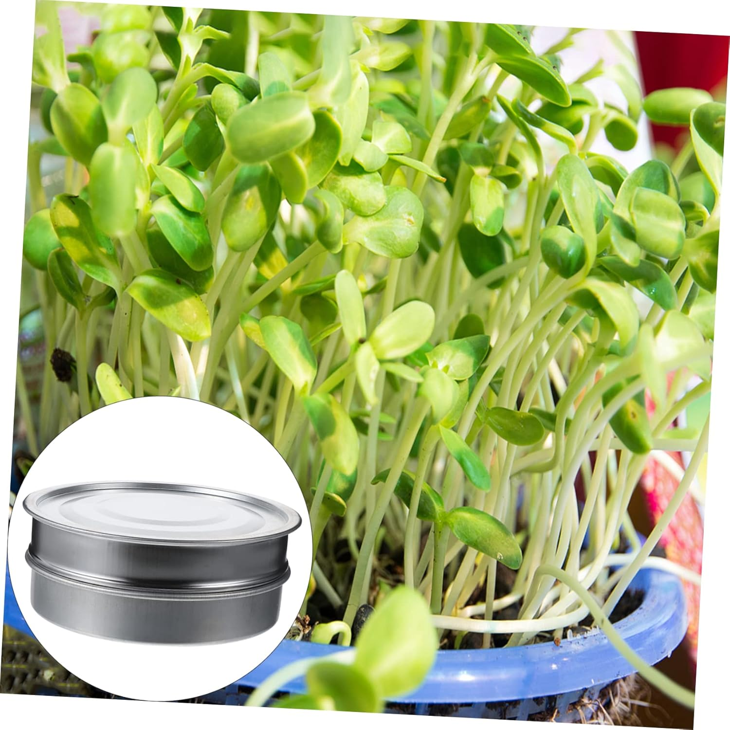 MOBUTOFU Stainless Steel Mesh Basins Sprouting Tray Set Plant Nursery Pots Gardening Device Water Tray for Bean Sprouts image number 1