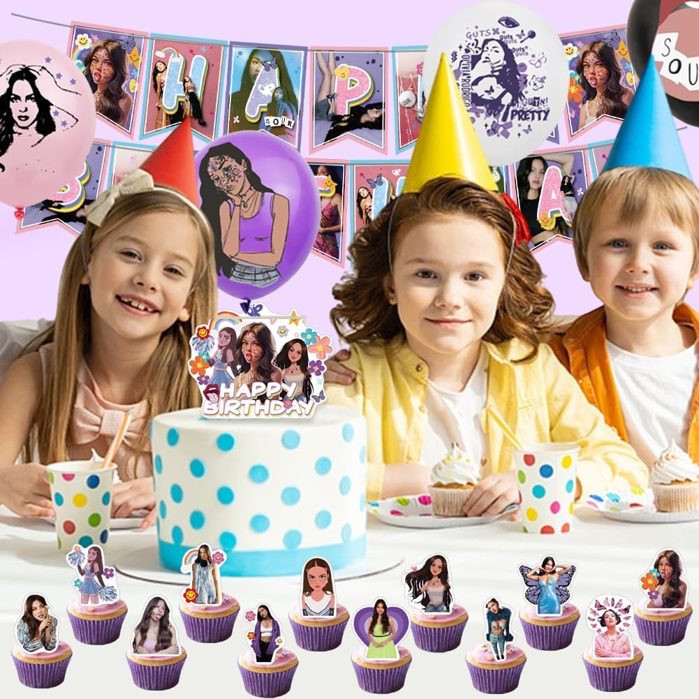 42PCS Olivia Party Balloons Decorations Set,Olivia Singer Birthday Party Supplies,King Banner,Kids Animals Party Decorations Olivia Theme Cake Toppers for Baby Shower, Kids Birthday Party image number 4