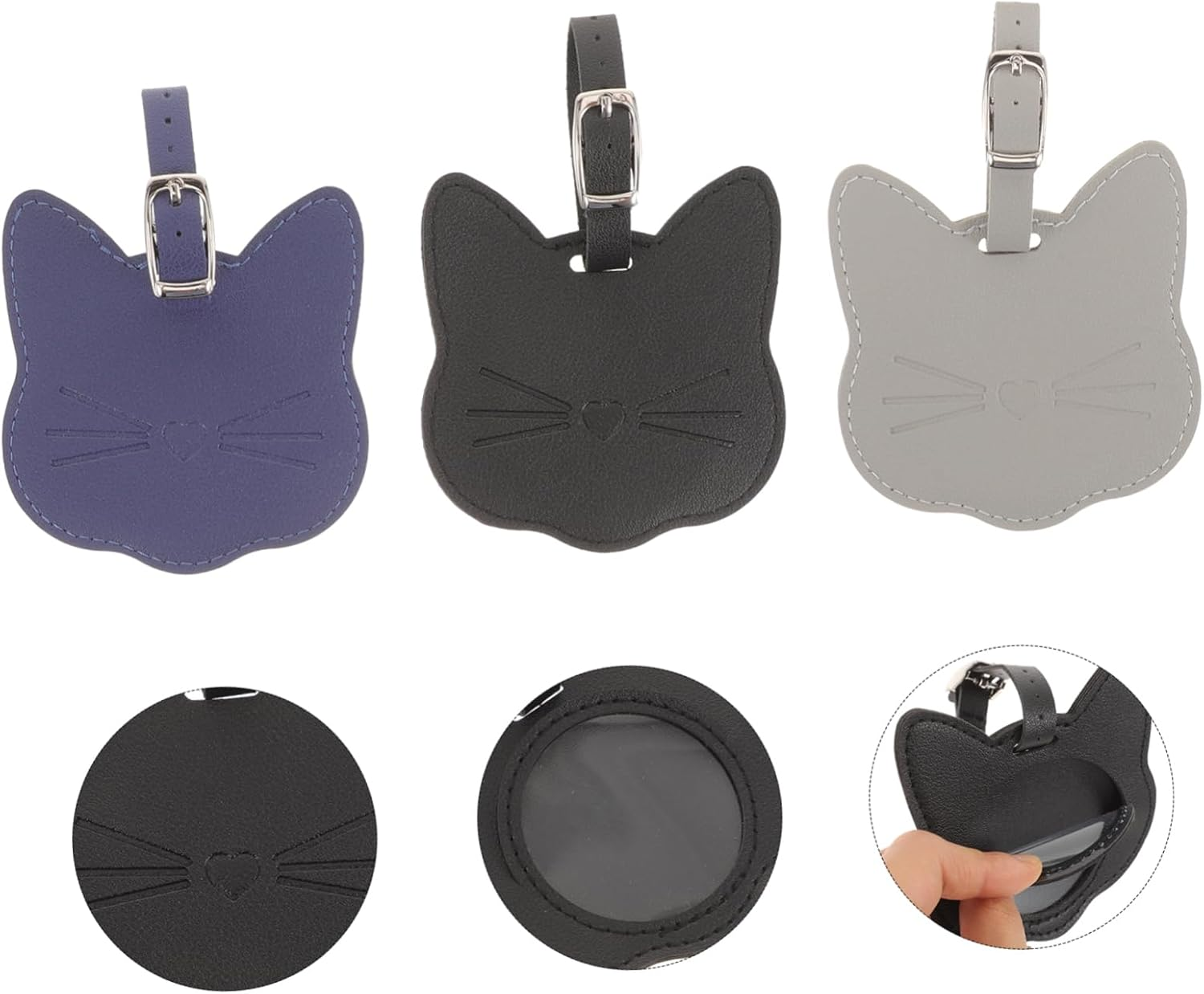 OATIPHO 9Pcs Leather Luggage Tags for Suitcases Hanging Travel Tags Pu Leather Material for Travel Supplies and Carryon Luggage image number 1