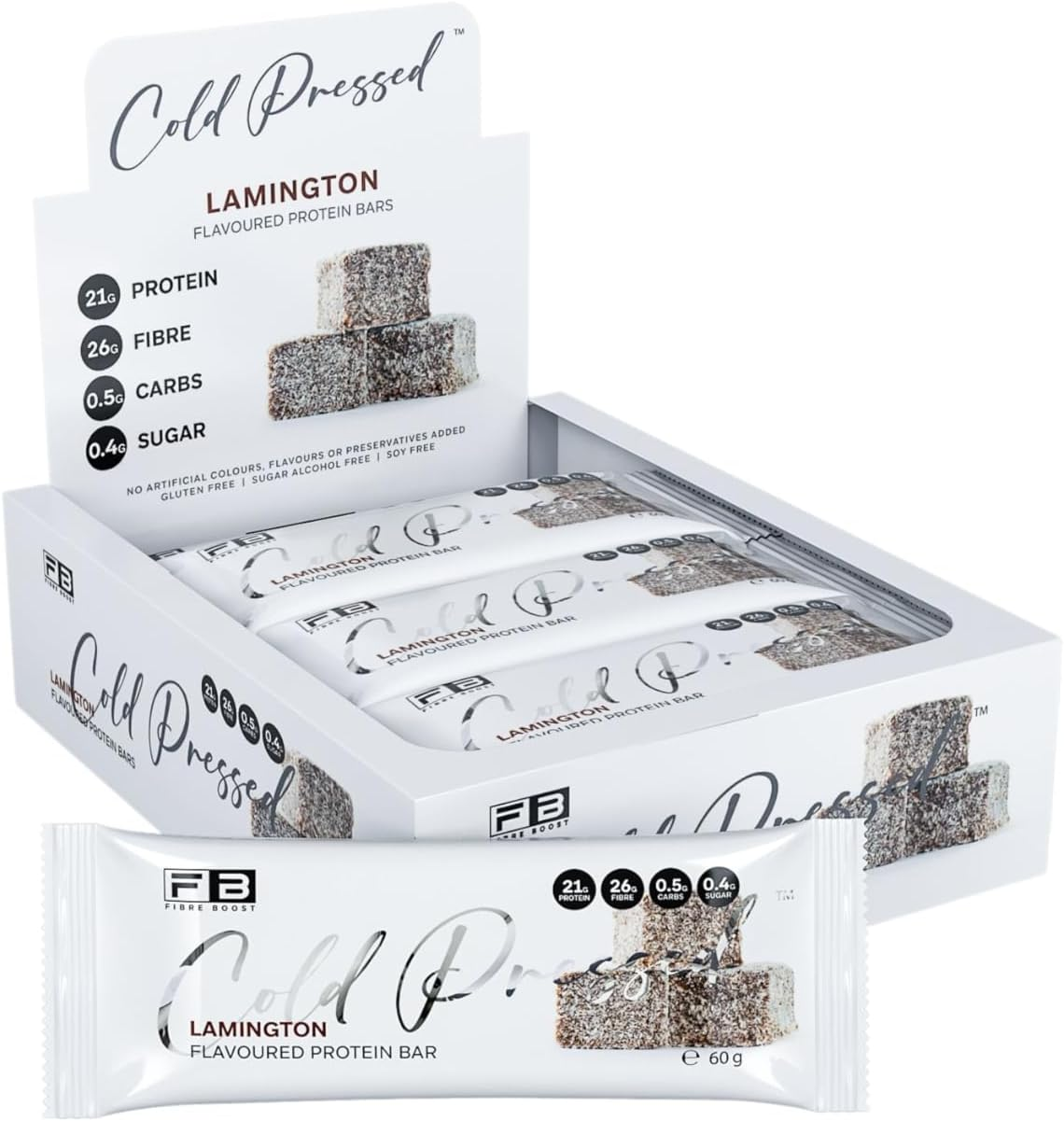 Fibre Boost Cold Pressed Lamington Flavoured Protein Bar
