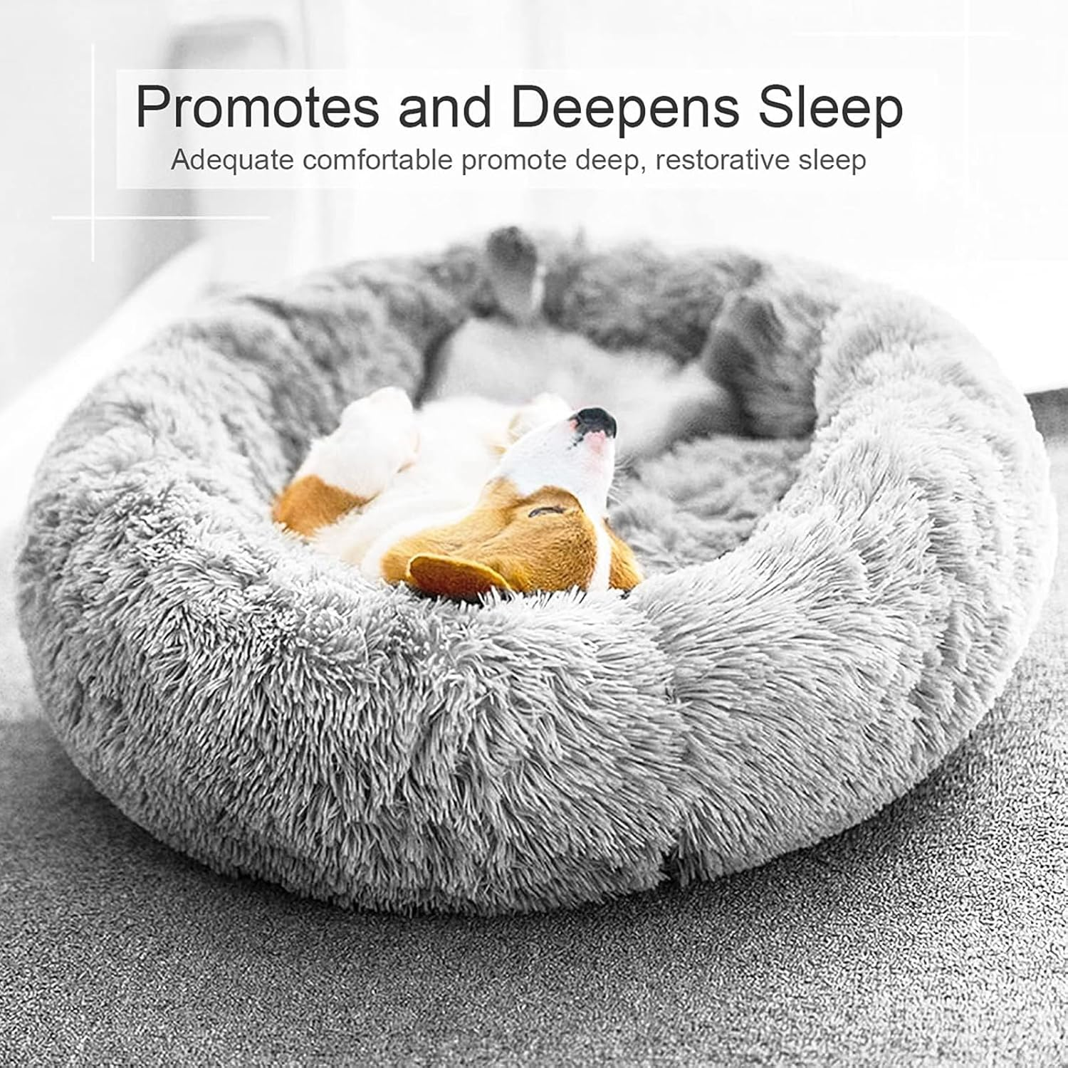 Roolisspa Calming Dog Bed Donut anti Anxiety Fluffy Bed for Small Medium Dog and Cat - Relieve Anxiety and Promote Restful Sleep image number 5