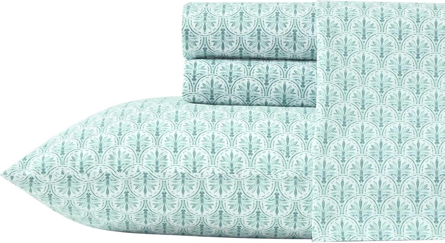 Tommy Bahama - King Sheet Set, Super Soft Cotton Percale Bedding with Matching Shams, Tropical Bedding Set, Oeko-Tex Certified (Coastal Batik Blue, King)