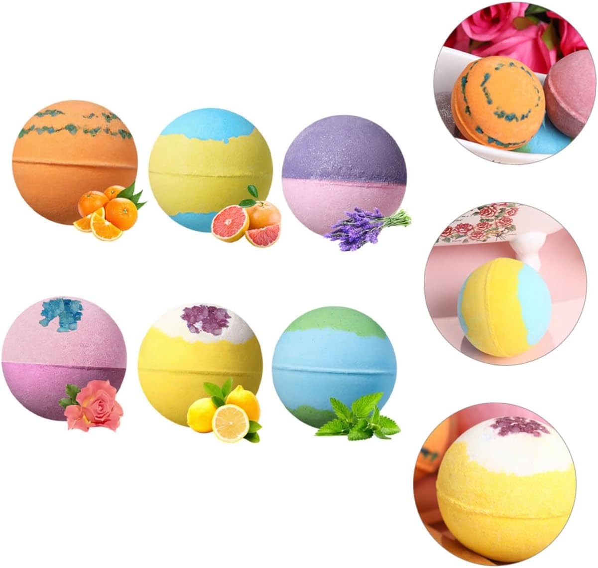PLAFOPE 6Pcs Two Tone Shower Creative Balls Relaxing Bath Salt for Home Travel Spa Women With image number 1