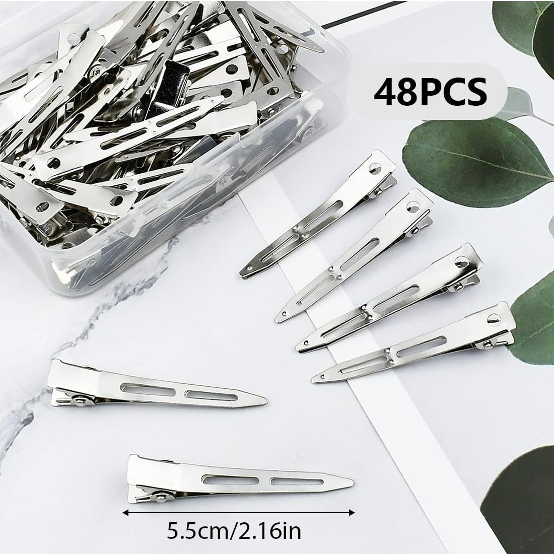 KIRZAX Pack of 48 Hair Clips Curls Fixing, 9 Cm Hair Clips Hairdressing Supplies, Hairdressing Alligator Clips, No Trace Hair Clips for Hair Clips, Women'S Clips, Hairdressing Salon, Girls, Hair