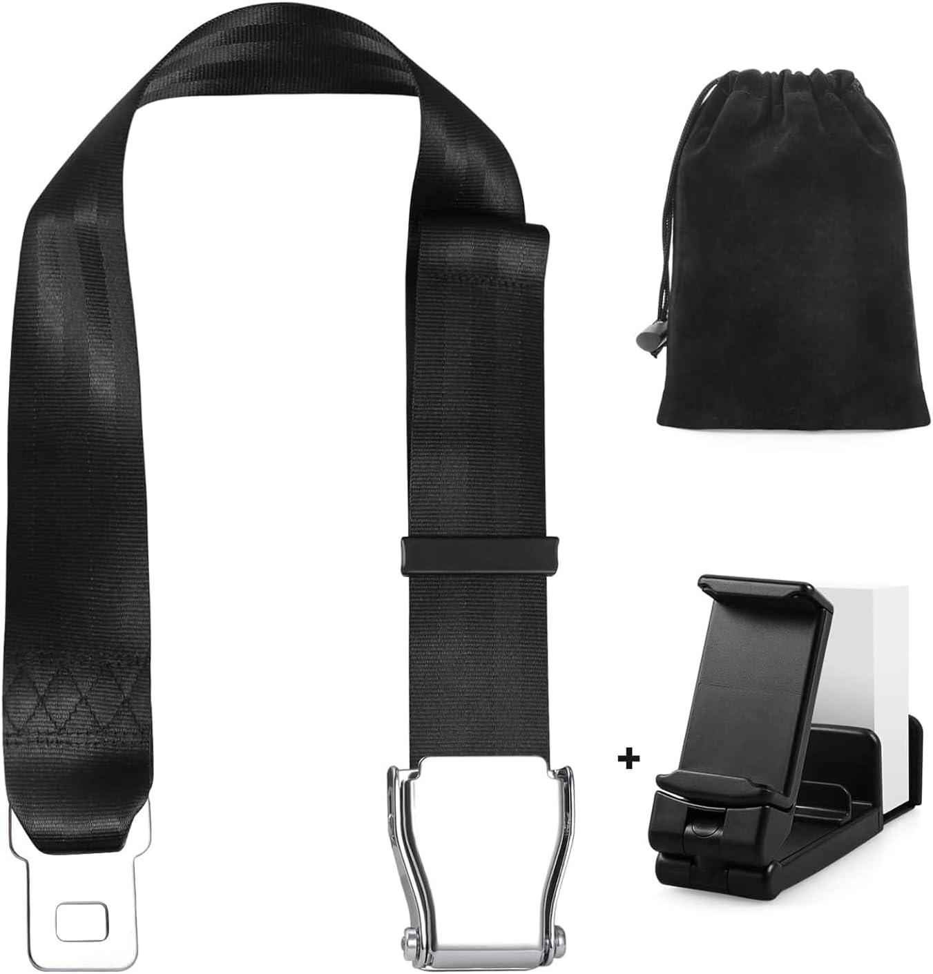 7-31" Adjustable Airplane Seatbelt Extender, Seat Belt Extension, Airlines Rigid Seat Belt Buckle Extender with Travel Essentials Airplane Phone Holder image number 2